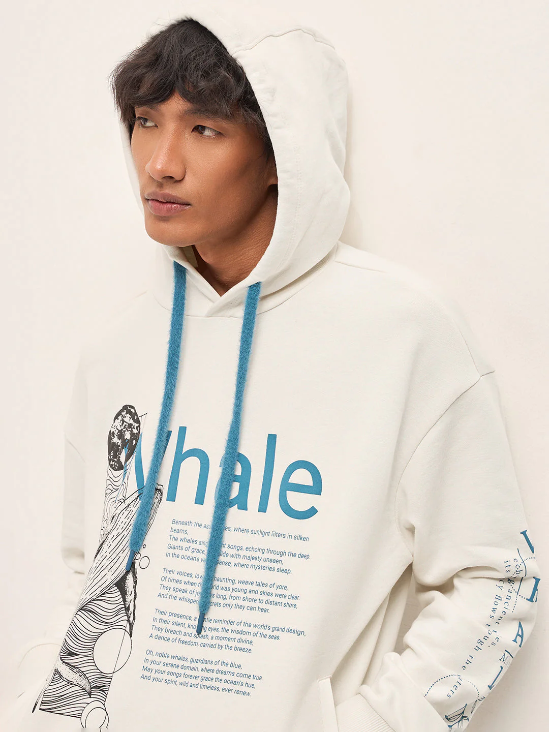 Men White Relaxed Fit Hoodie