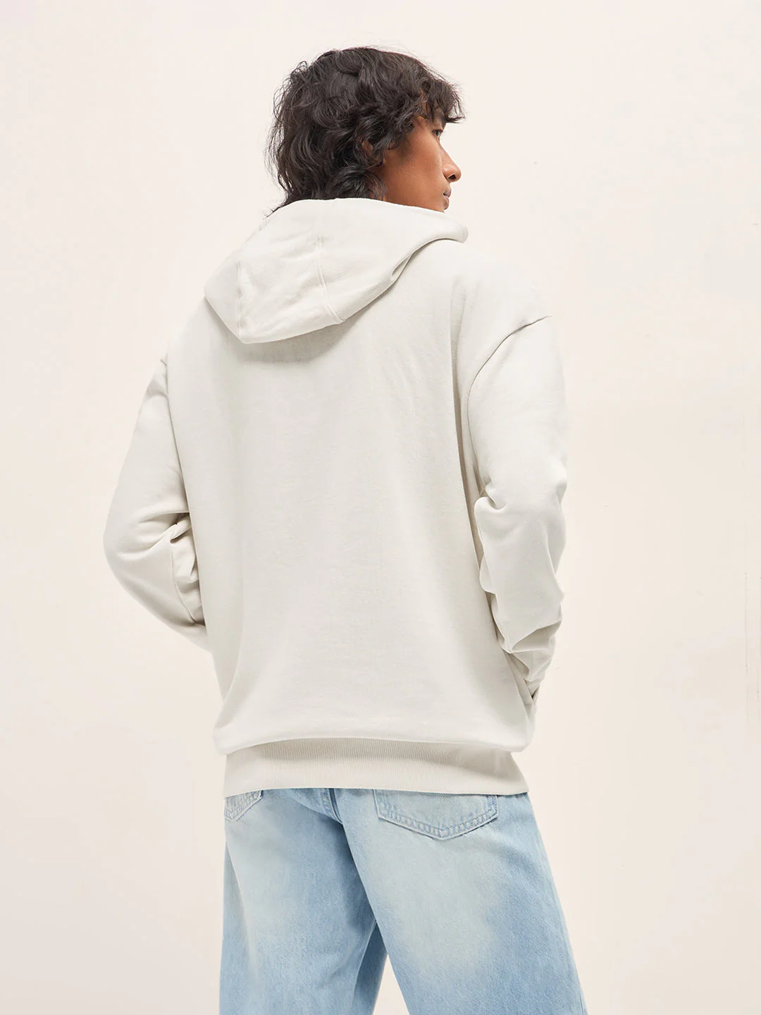 Men White Relaxed Fit Hoodie - Image 2