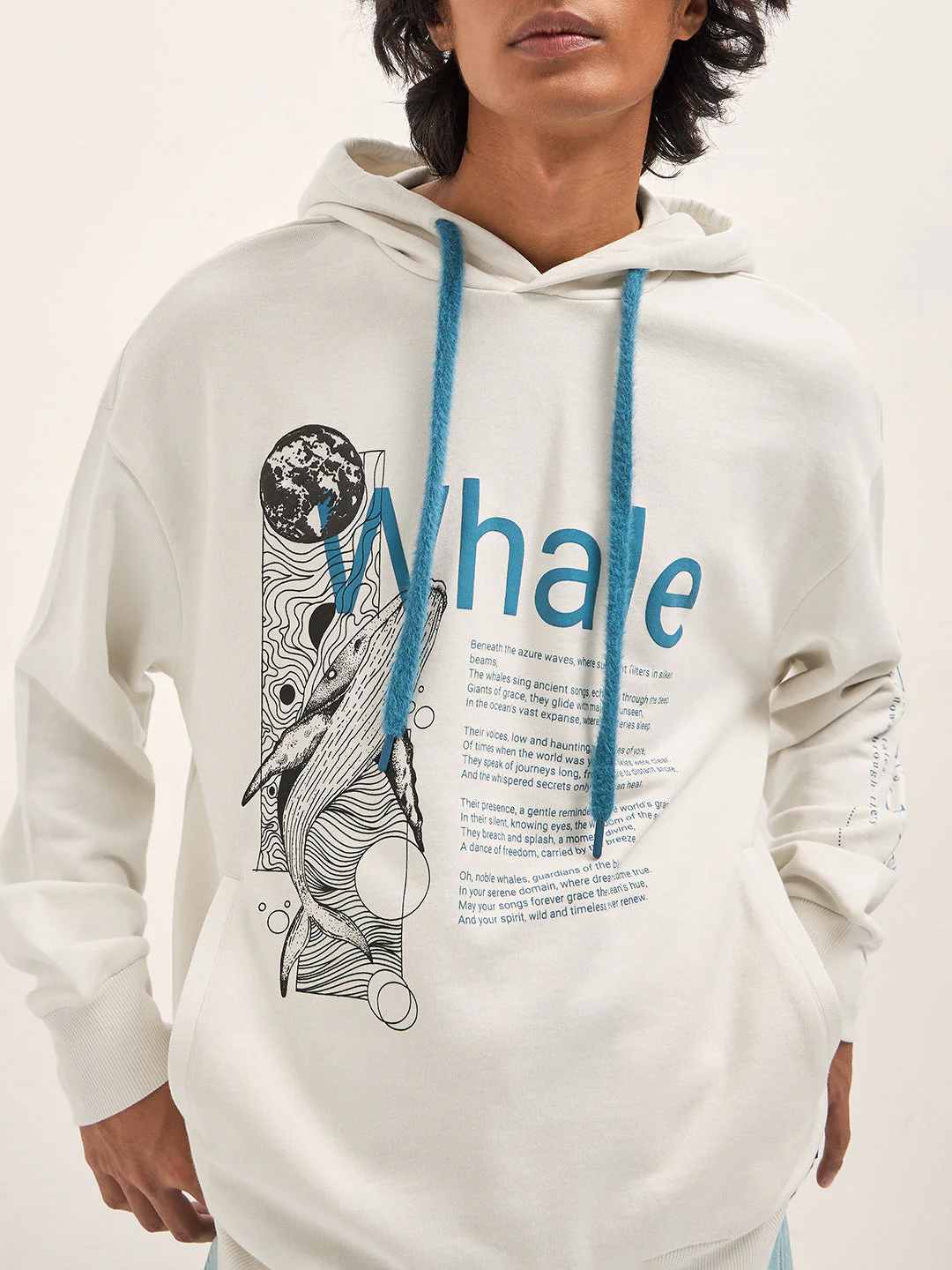 Men White Relaxed Fit Hoodie - Image 5