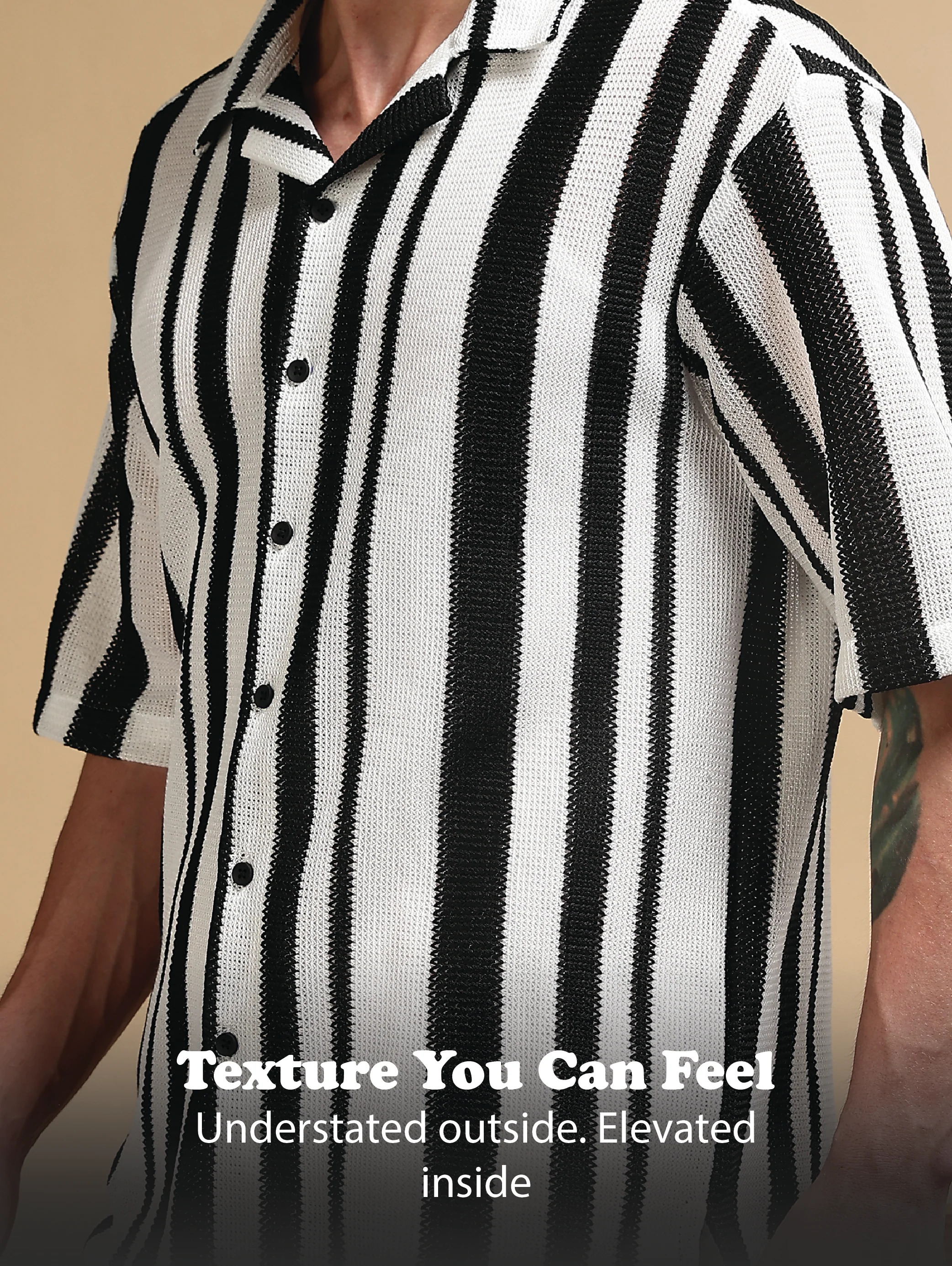 Men White Relaxed Fit Striped Shirt - Image 10