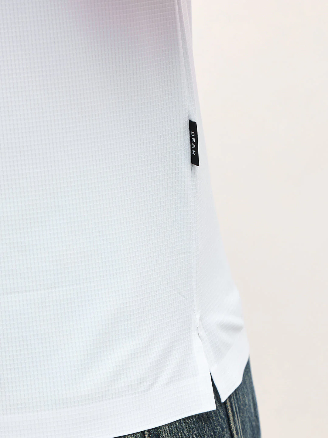 Men White Self Design Slim Fit Polo T-shirt - Image 6