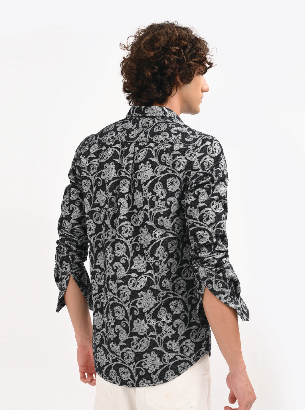 Men Black Self Jacquard Shirt - Image 4