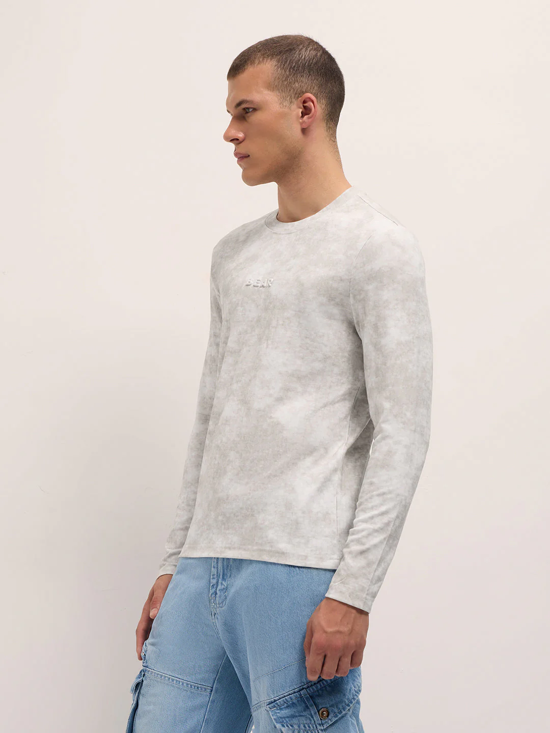 Men White Slim Fit Crew Neck T-Shirt - Image 3