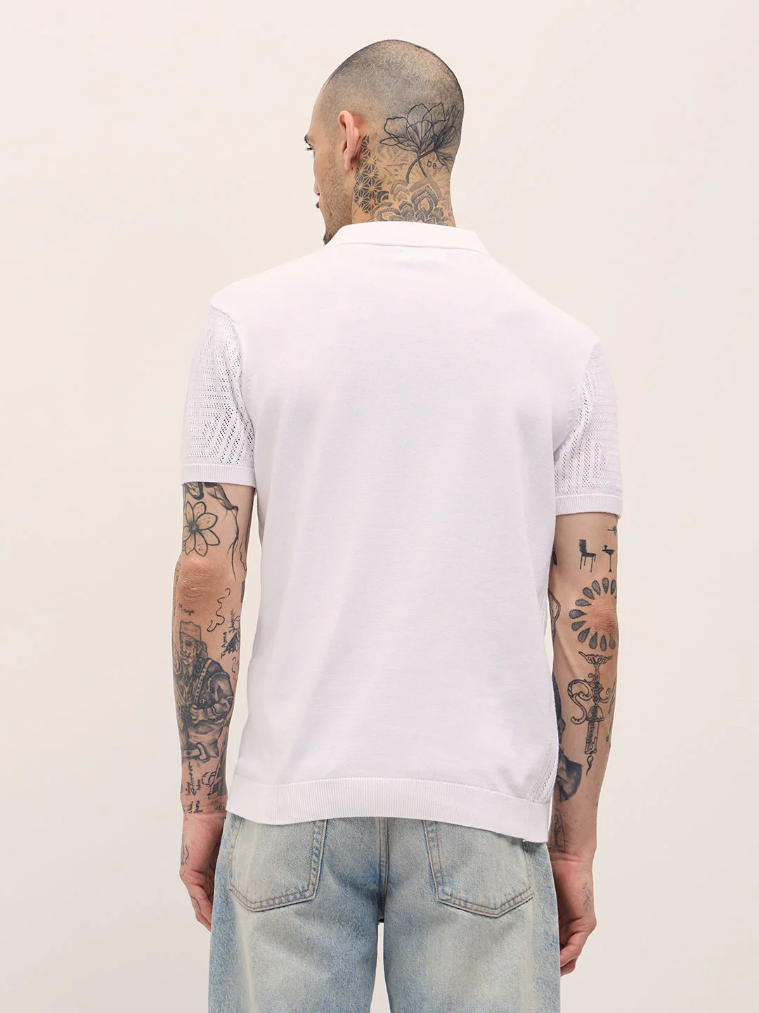 Men White Slim Fit Polo - Image 2