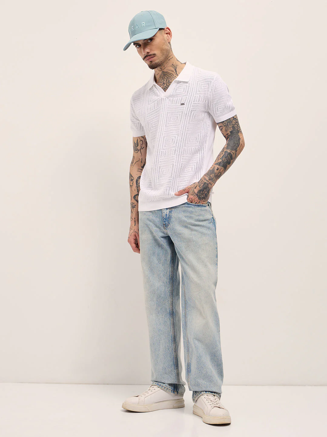 Men White Slim Fit Polo - Image 4