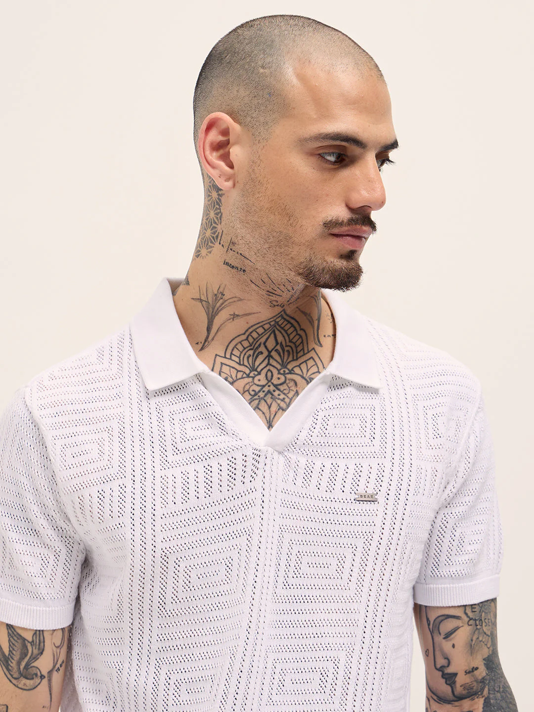 Men White Slim Fit Polo - Image 5