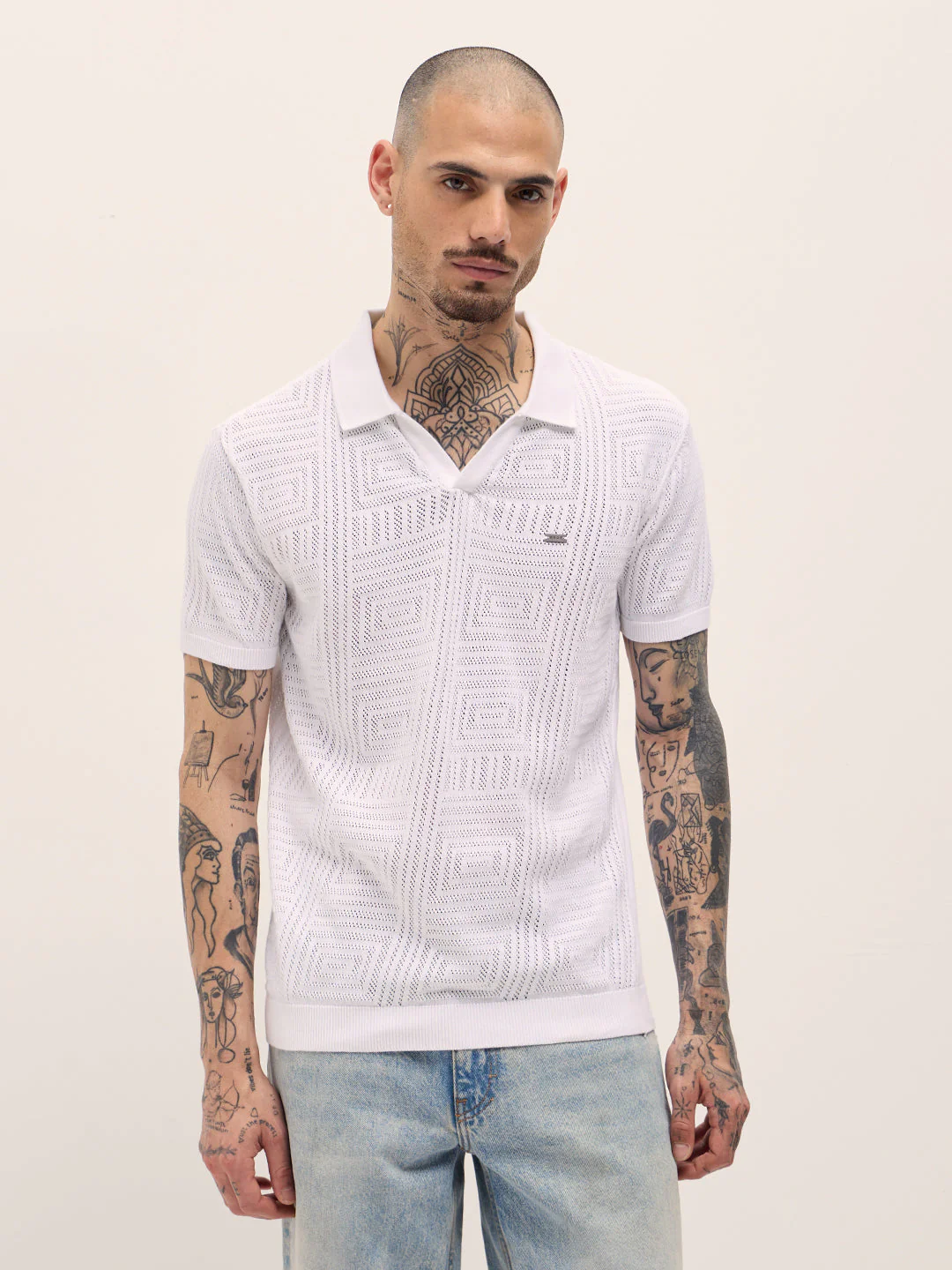 Men White Slim Fit Polo - Image 6