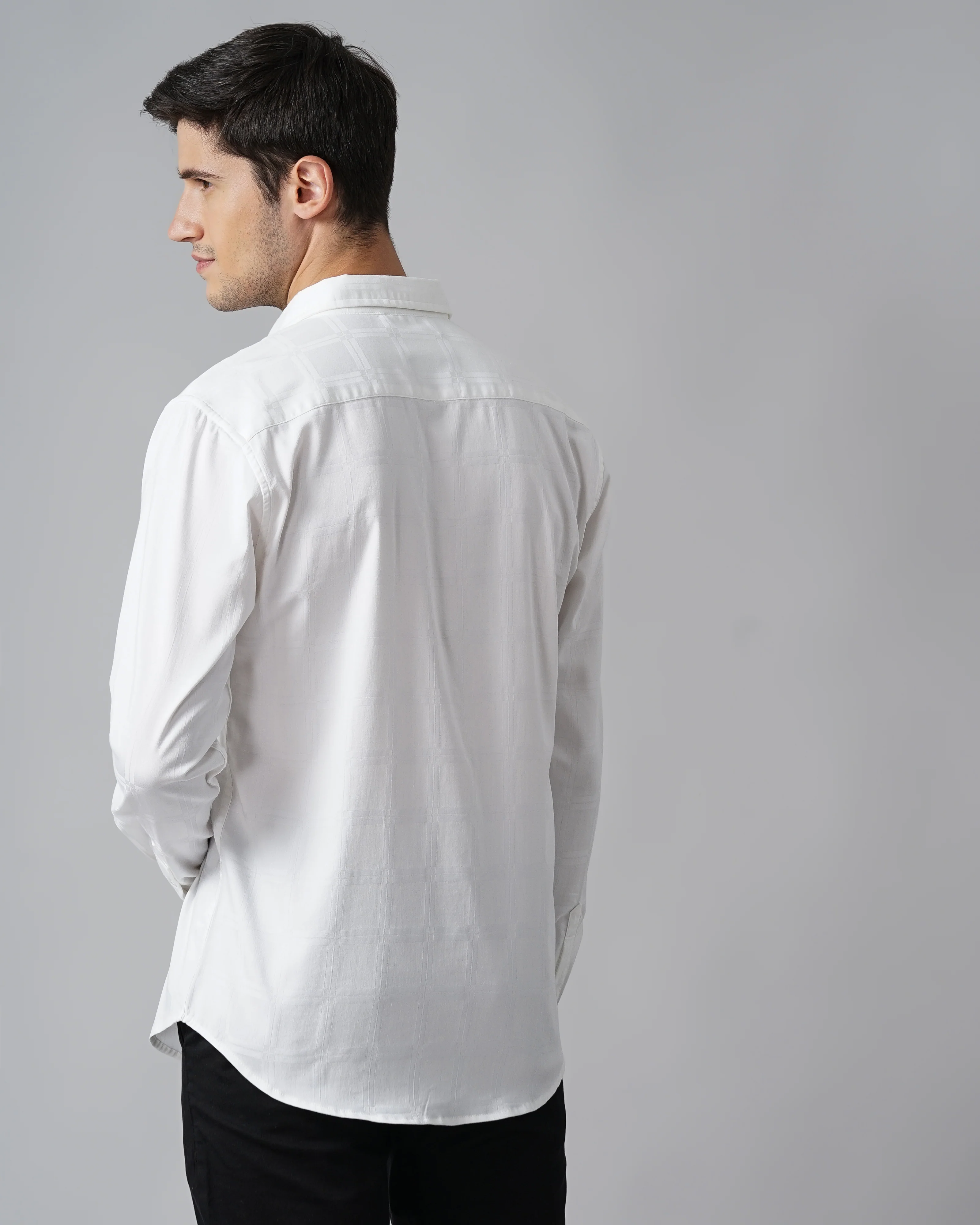 Men White Slim Fit Shirt - Image 2