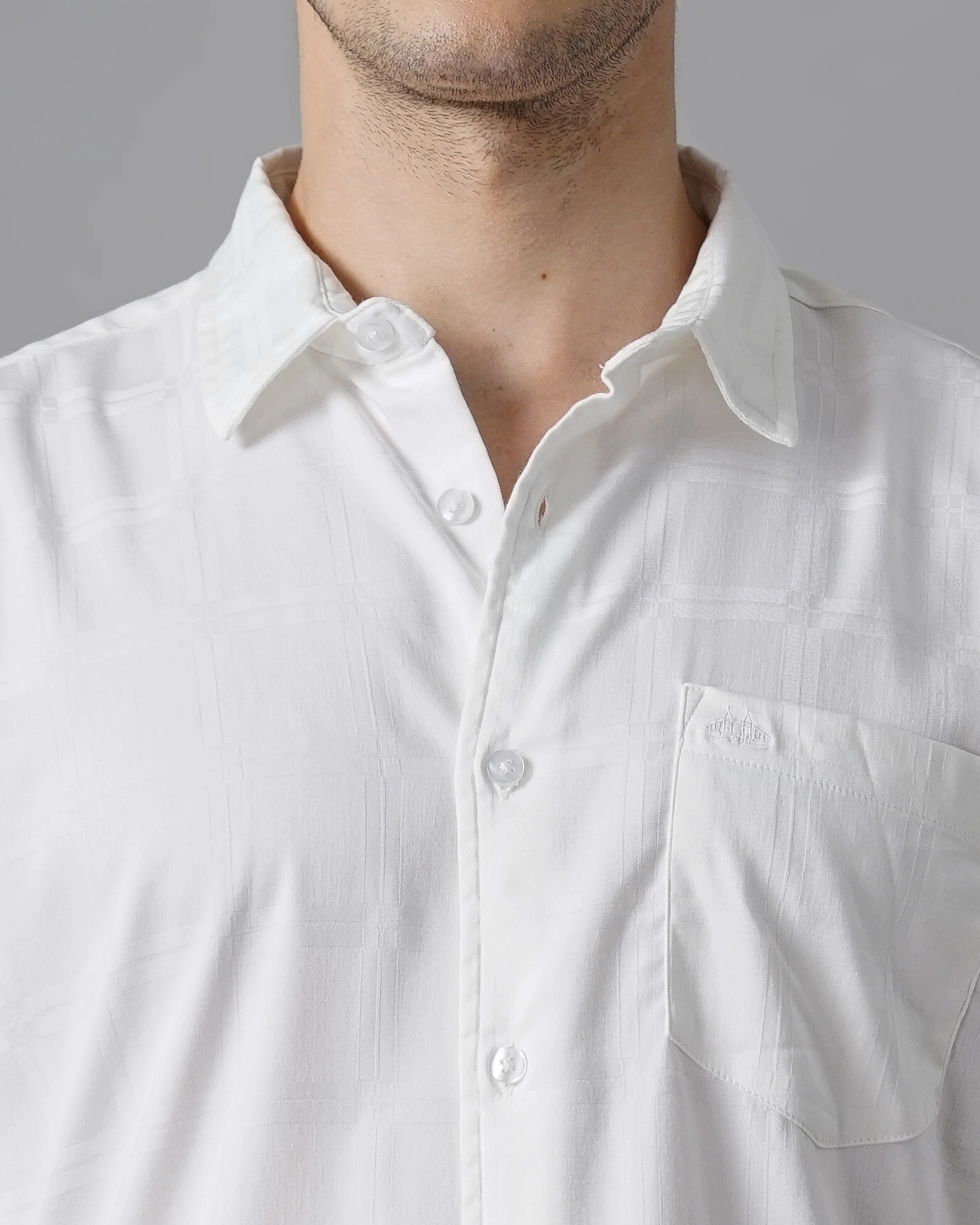 Men White Slim Fit Shirt - Image 3