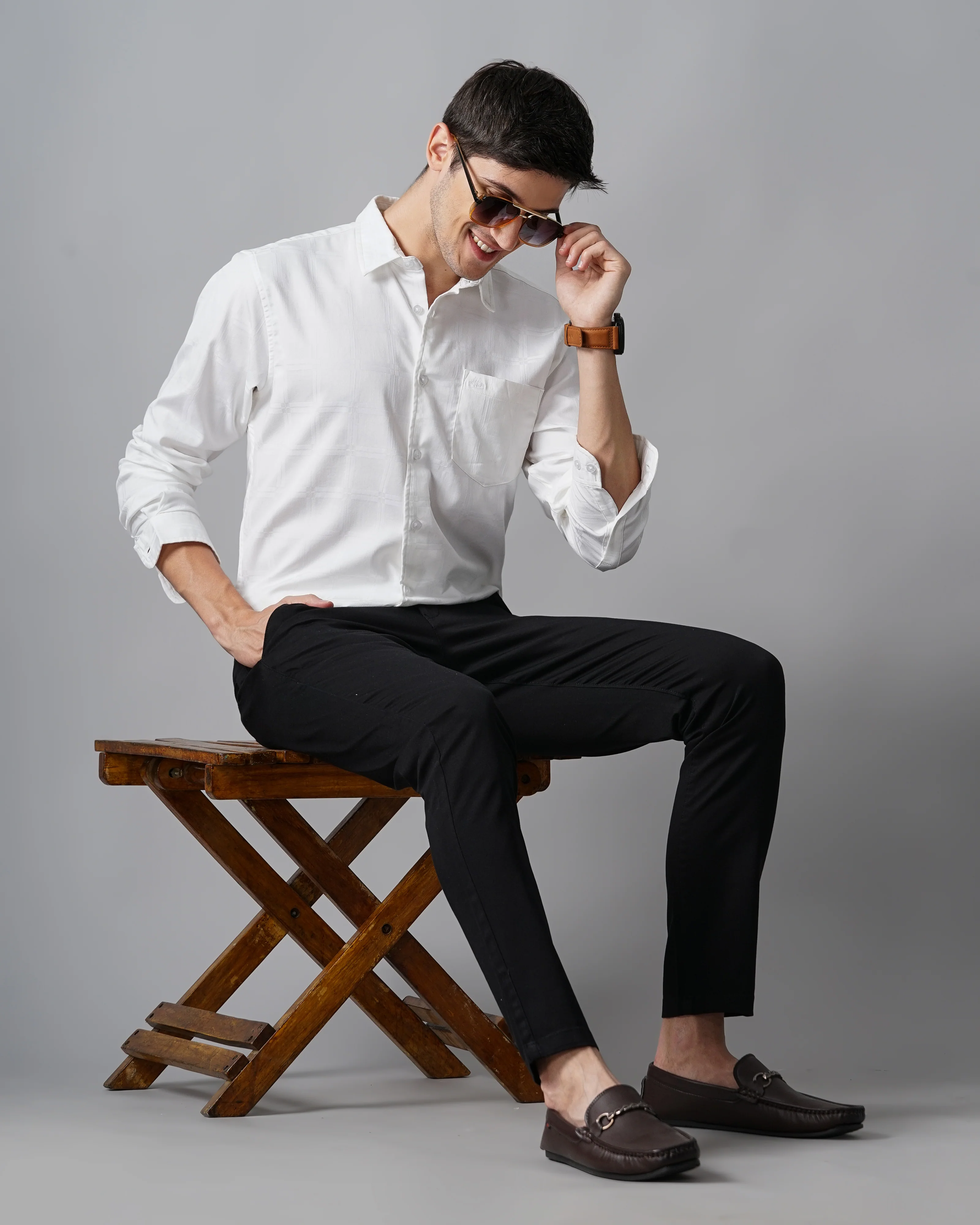Men White Slim Fit Shirt - Image 5