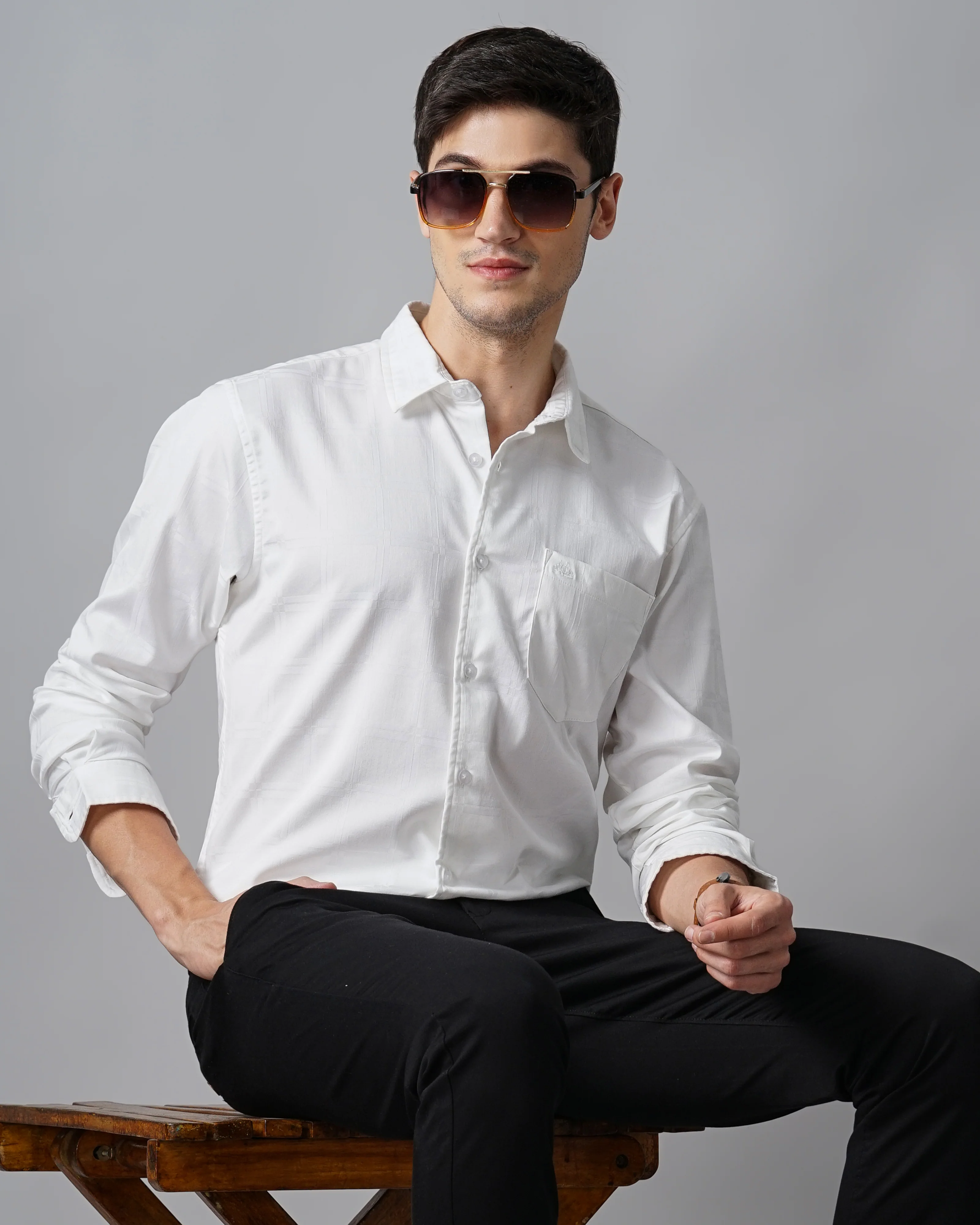 Men White Slim Fit Shirt - Image 6