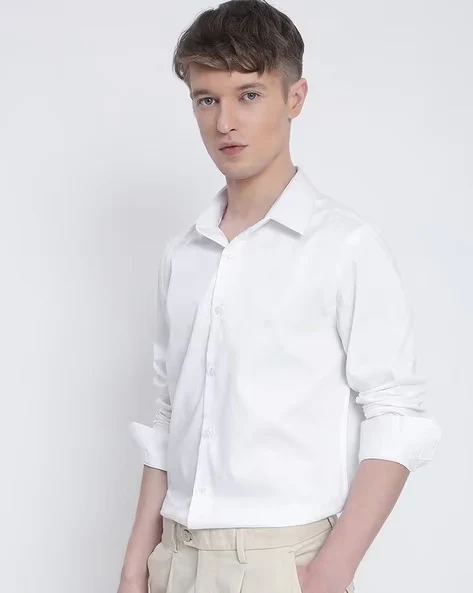 Men White Slim Fit Shirt - Image 5