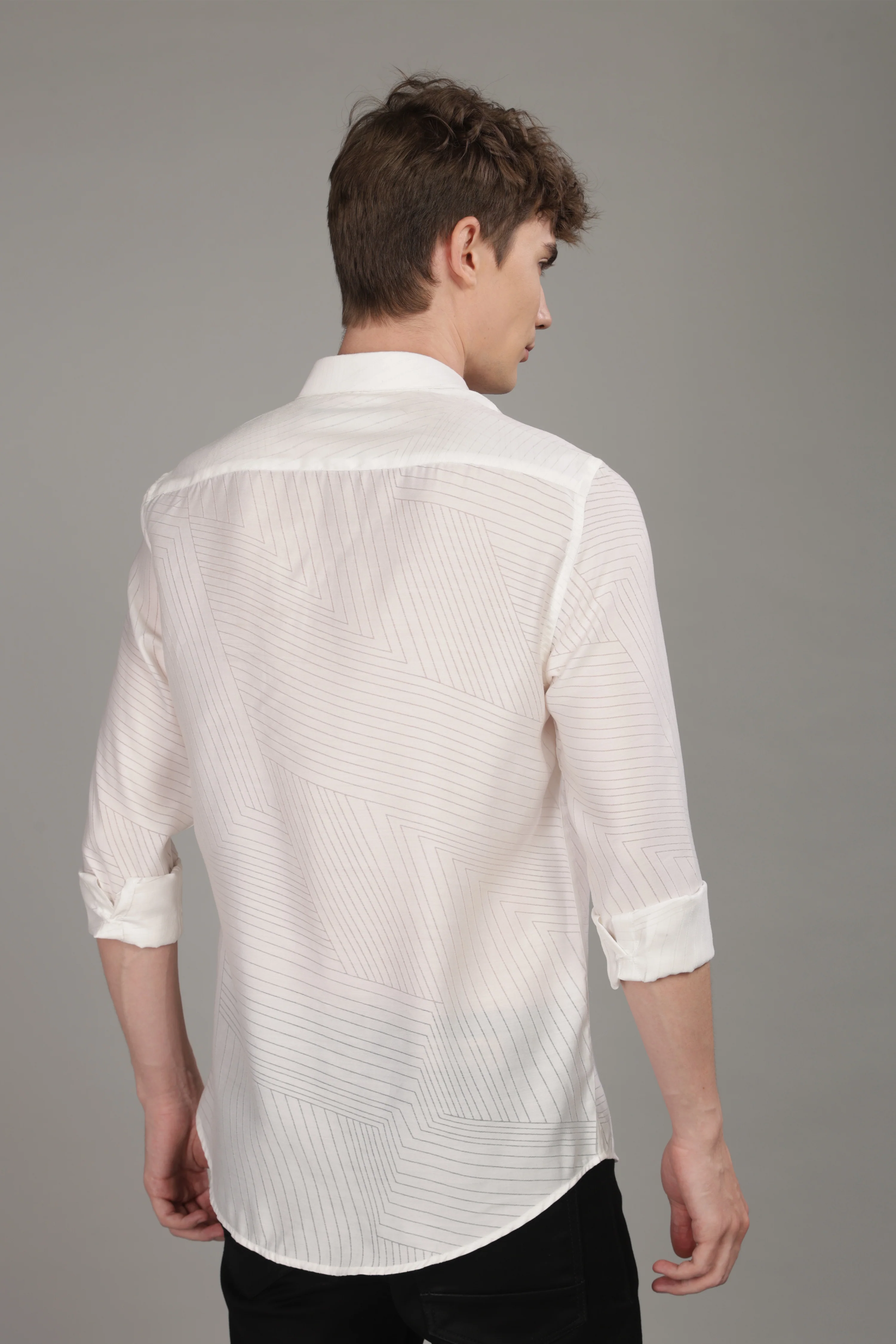 Men White Slim Fit Shirt - Image 2