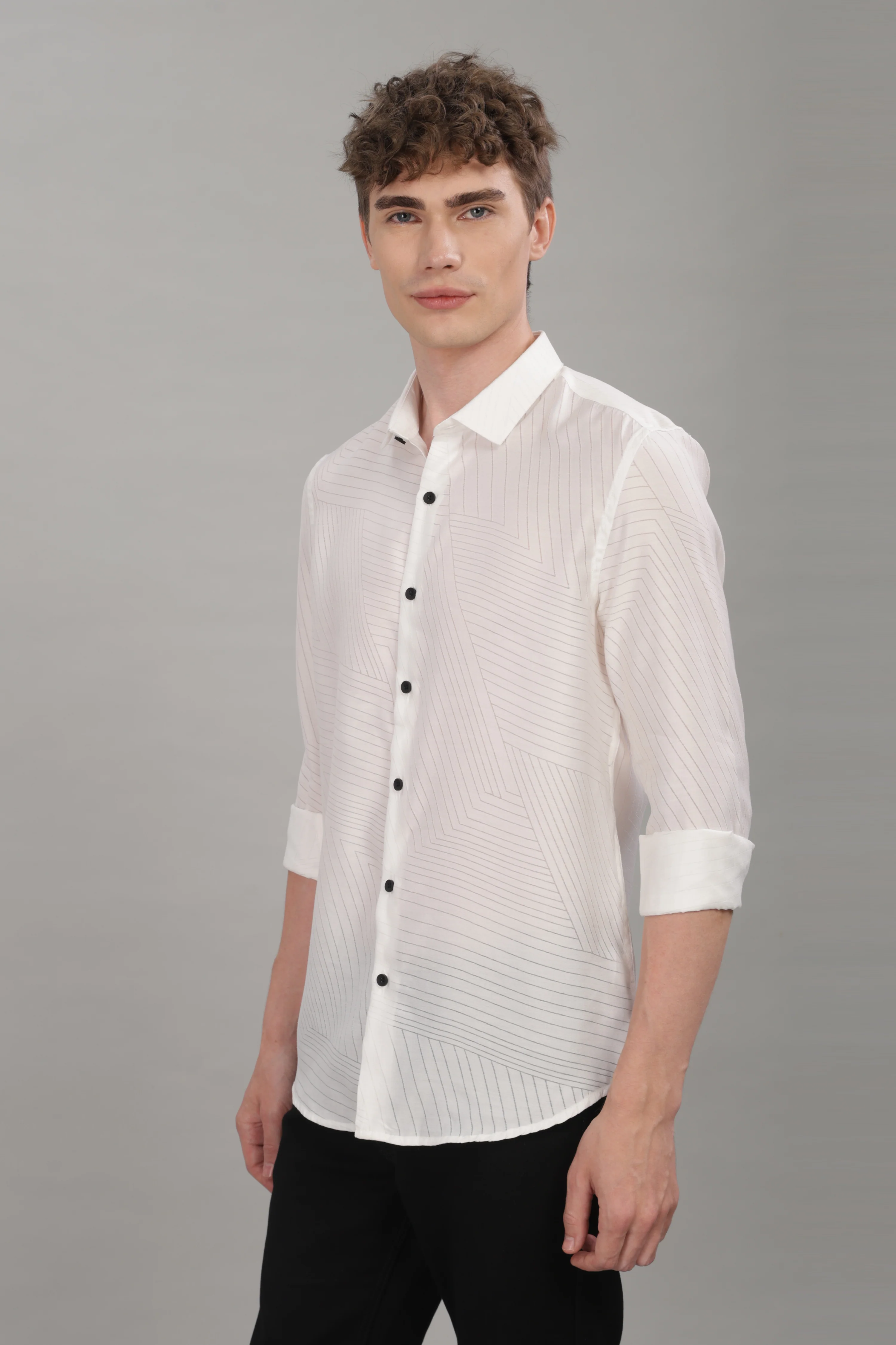 Men White Slim Fit Shirt - Image 4