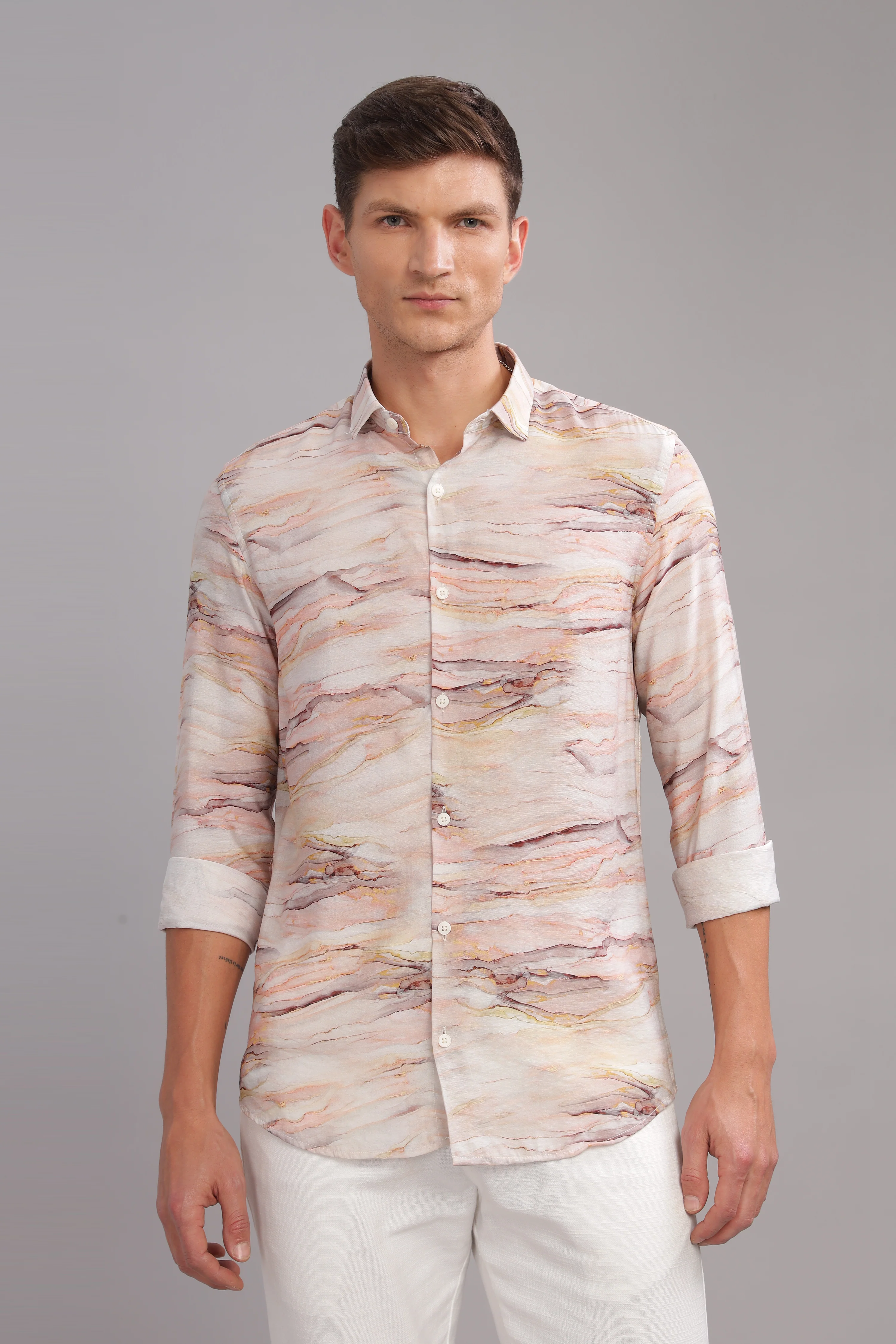 Men White Slim Fit Shirt - Image 2