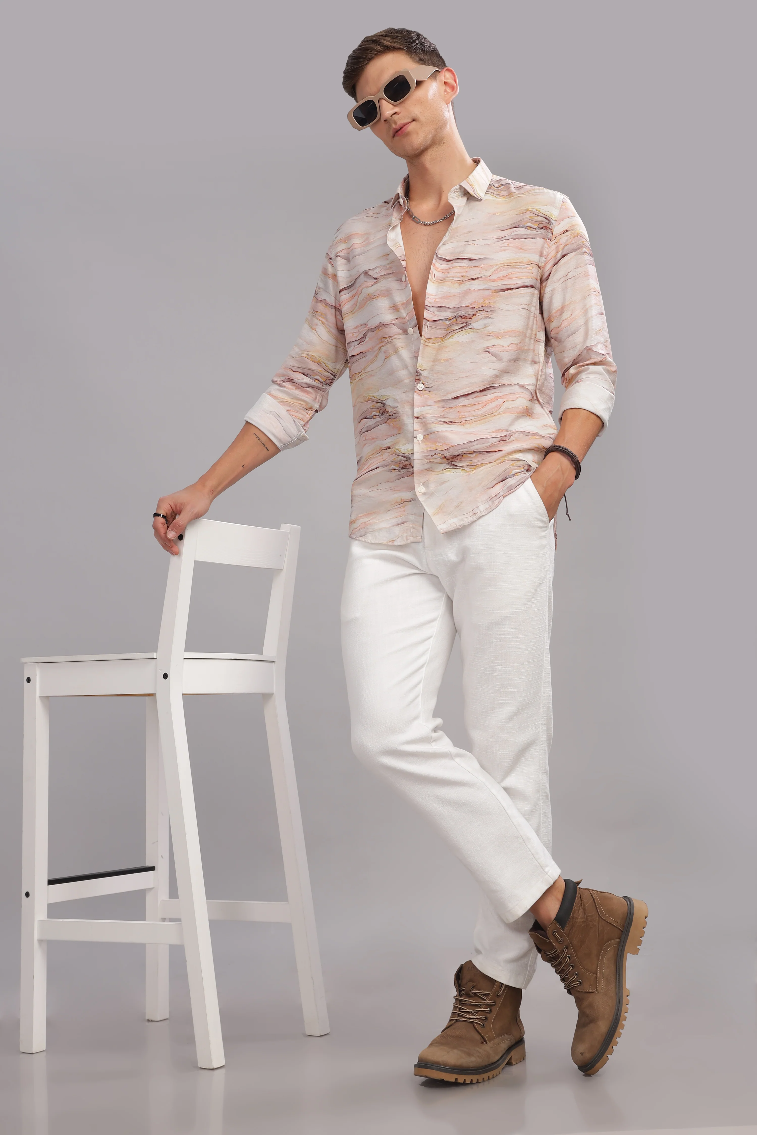 Men White Slim Fit Shirt - Image 3