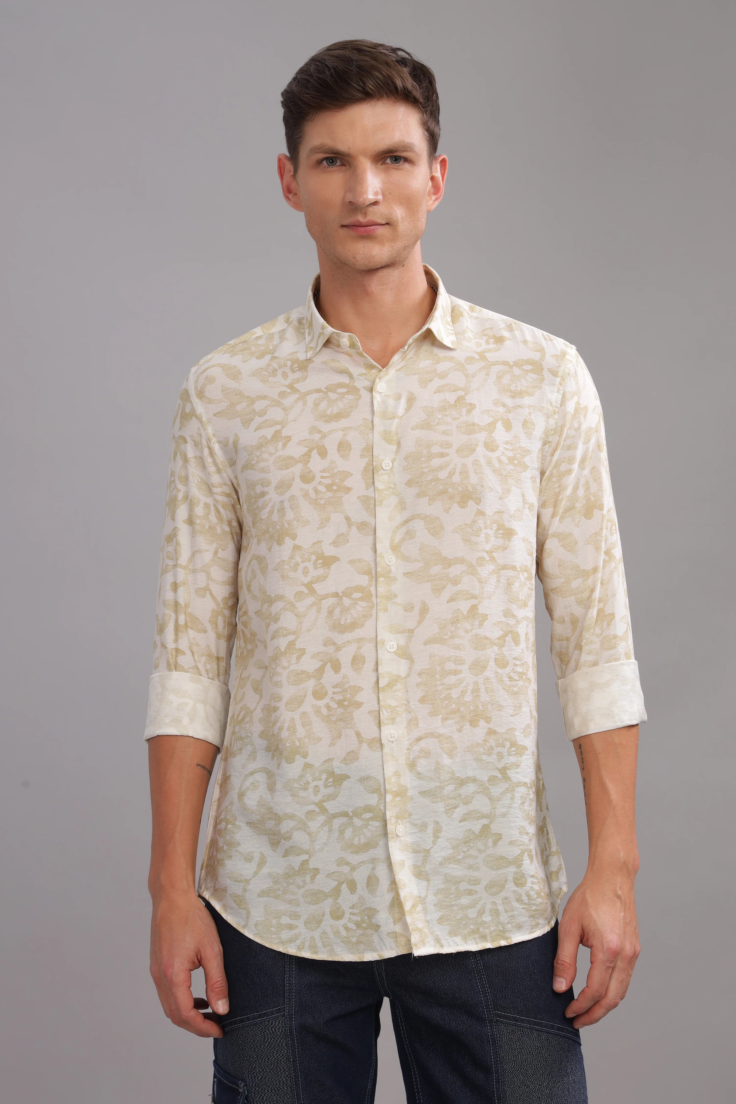 Men White Slim Fit Shirt - Image 2