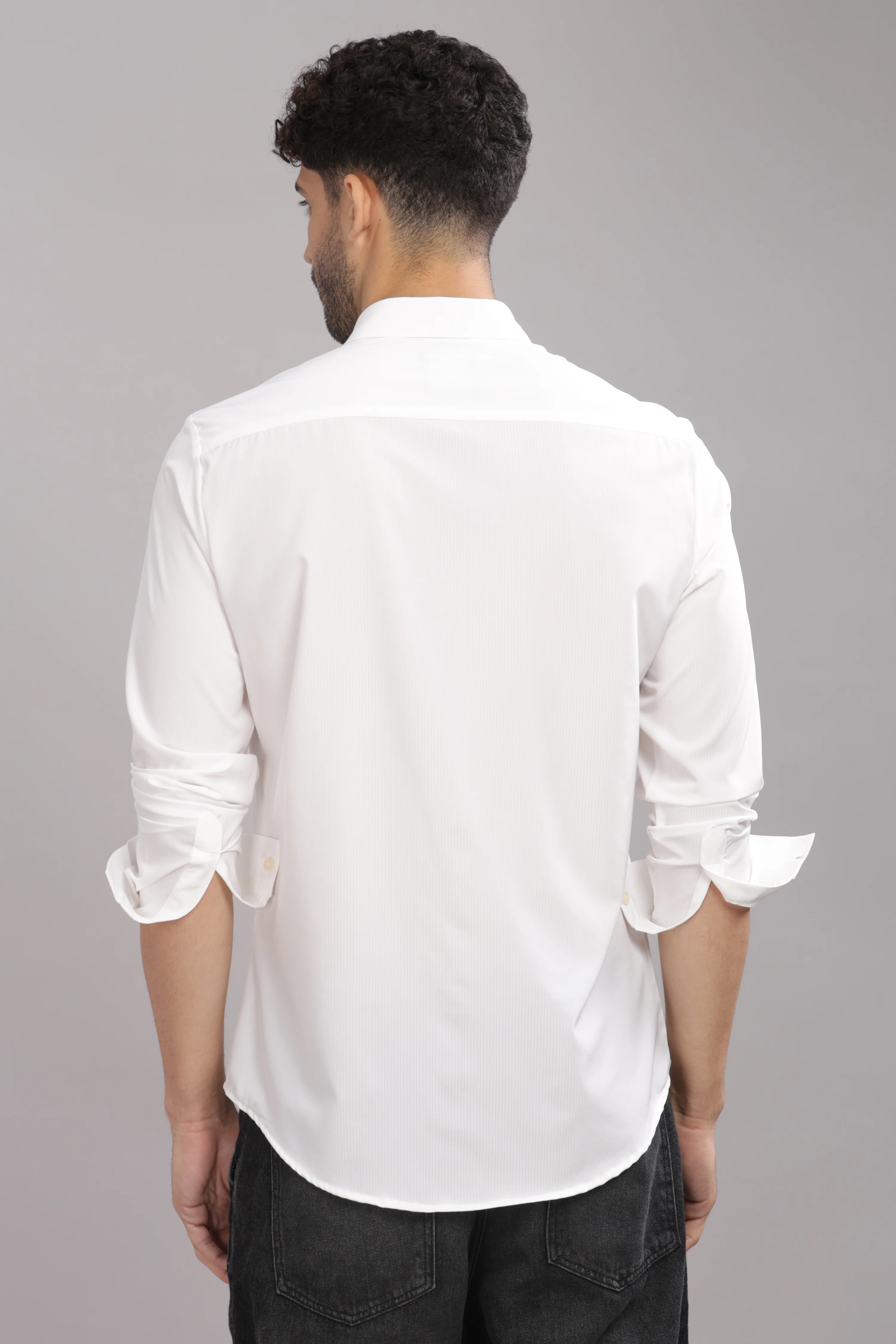 Men White Slim Fit Shirt - Image 2