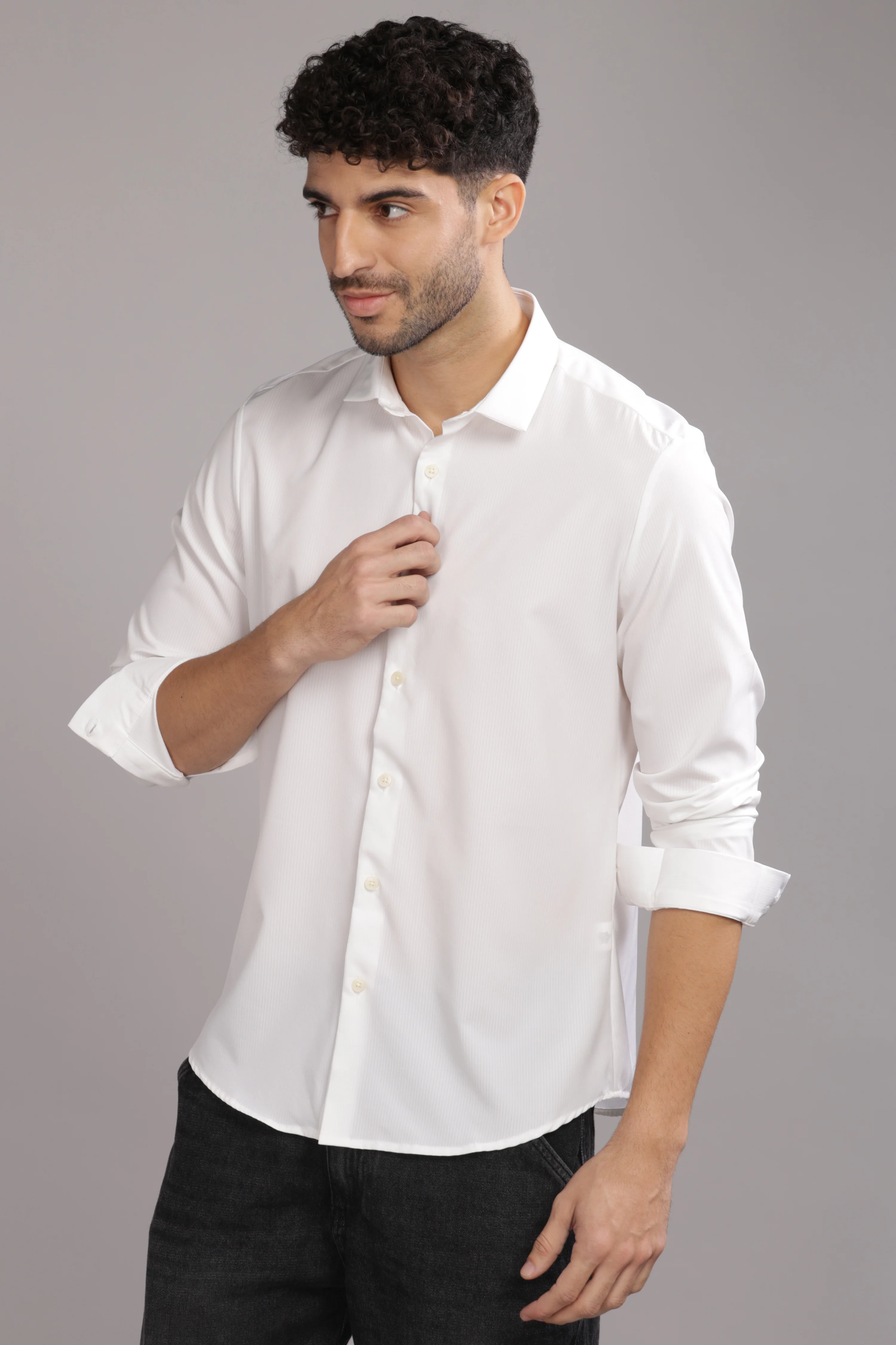 Men White Slim Fit Shirt - Image 4