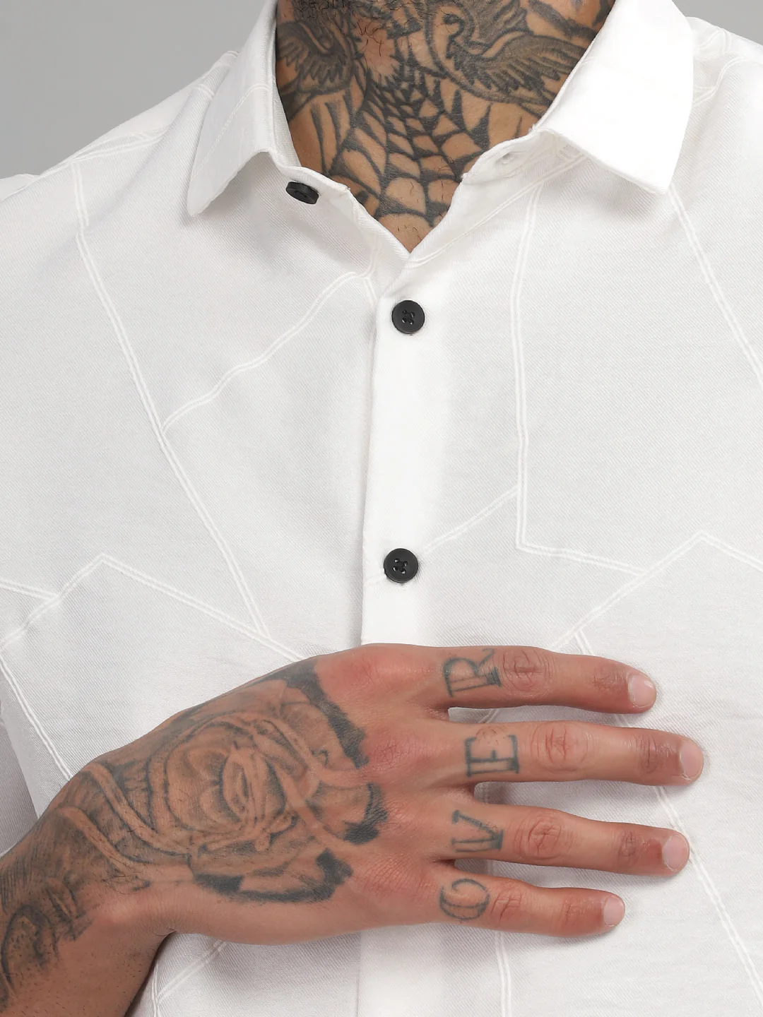 Men White Slim Fit Shirt - Image 3