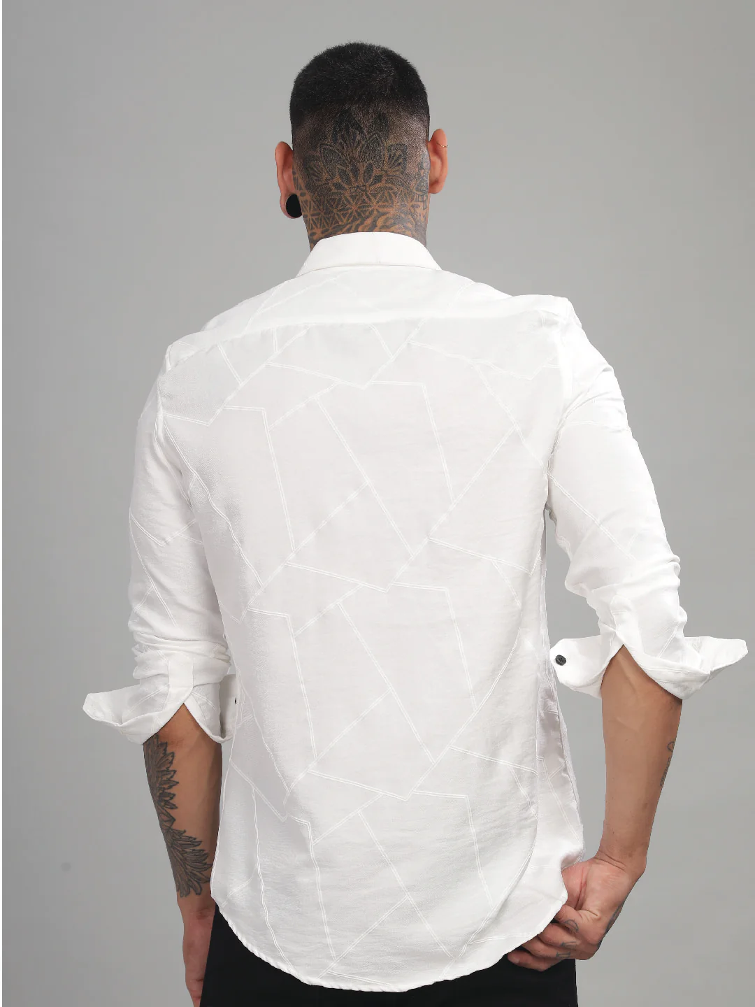 Men White Slim Fit Shirt - Image 4