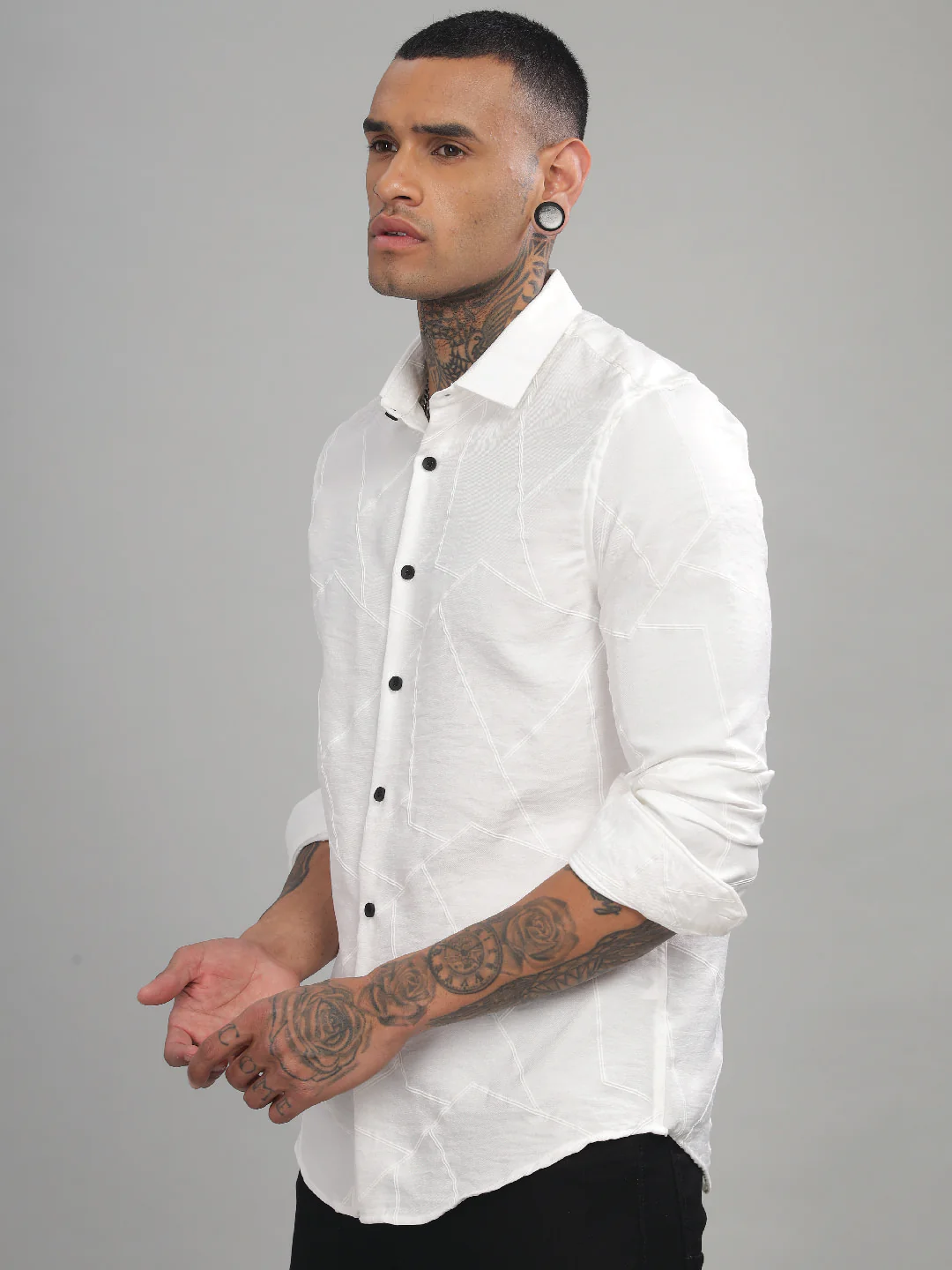 Men White Slim Fit Shirt - Image 5