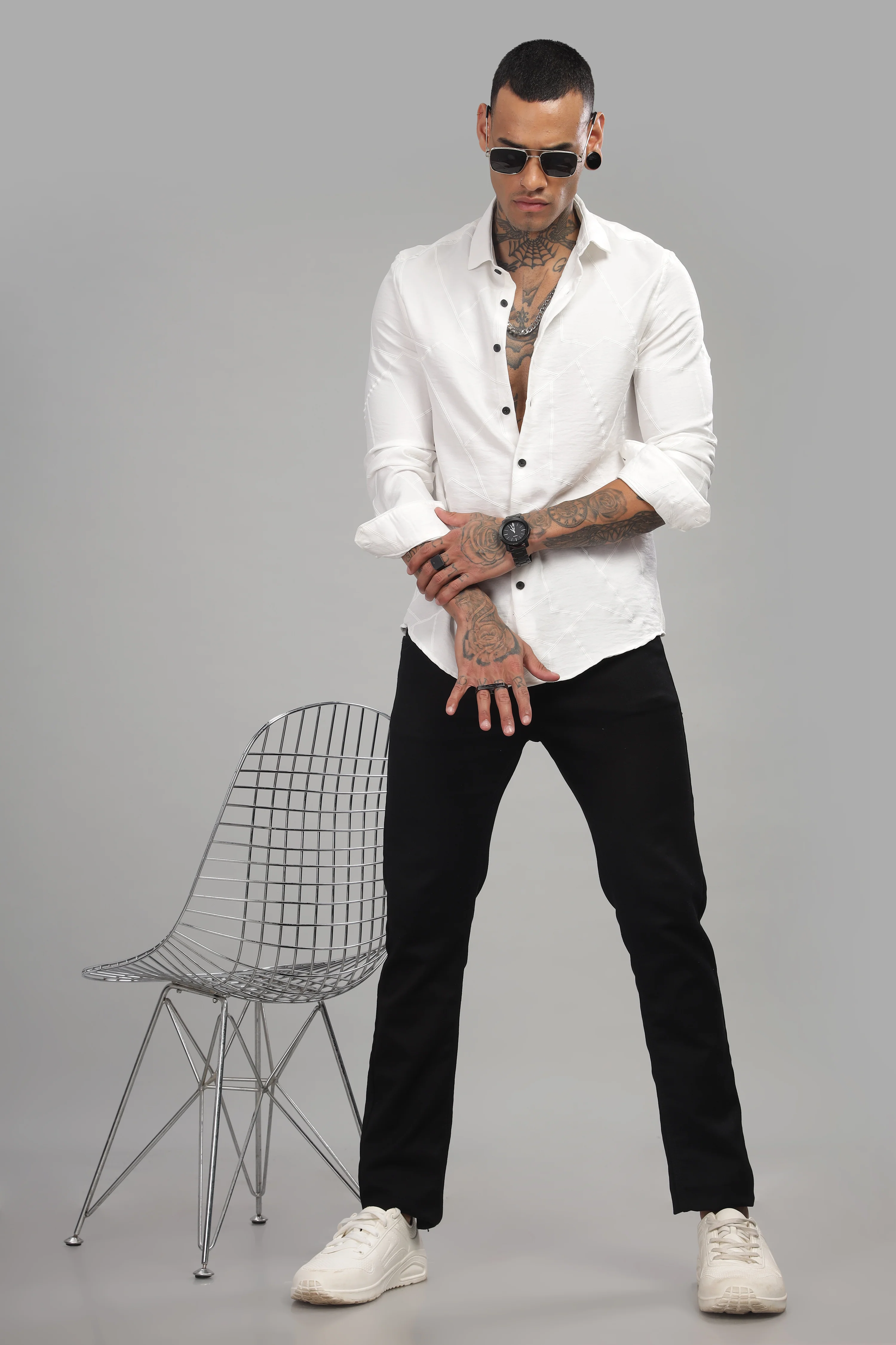 Men White Slim Fit Shirt - Image 6