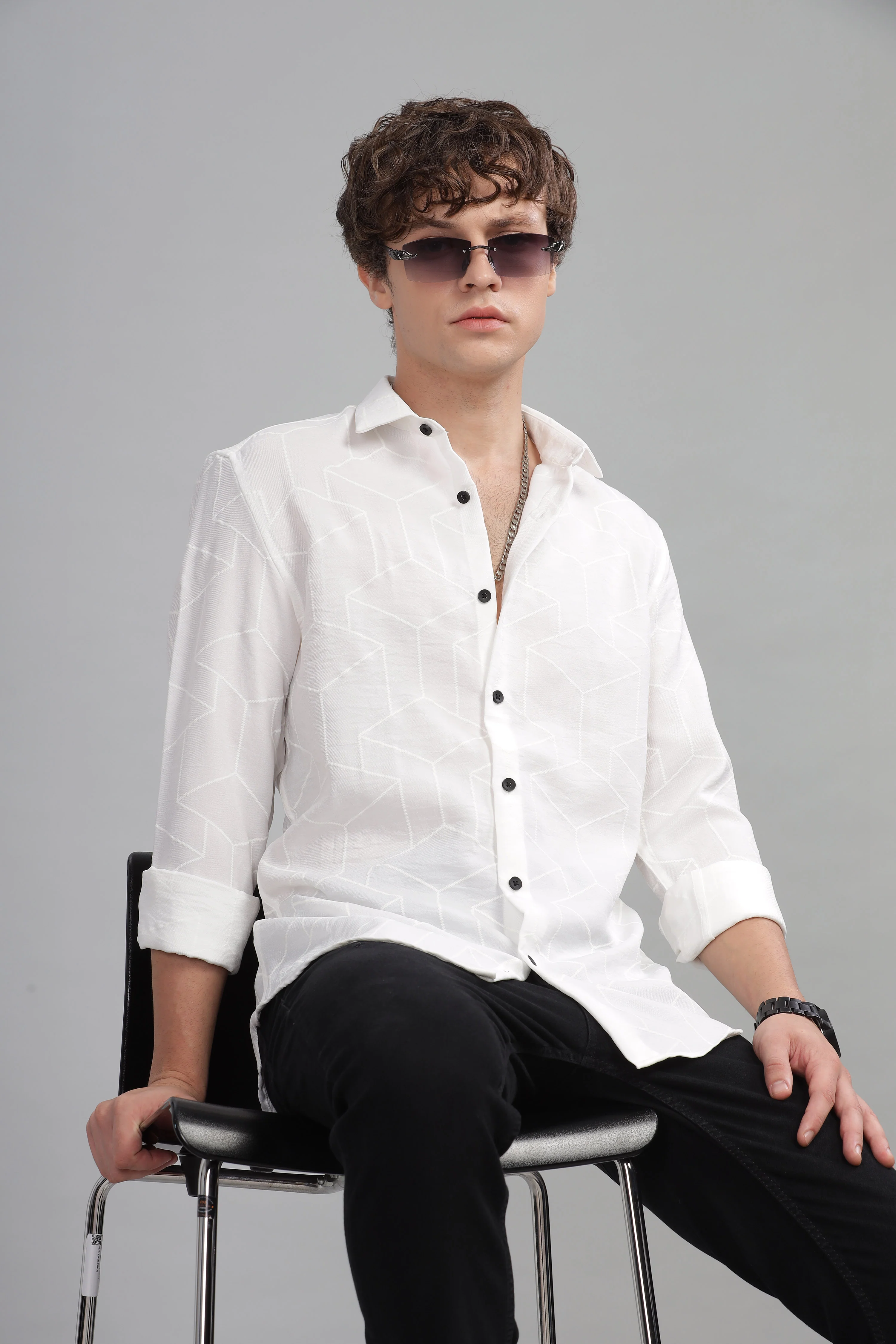 Men White Slim Fit Shirt