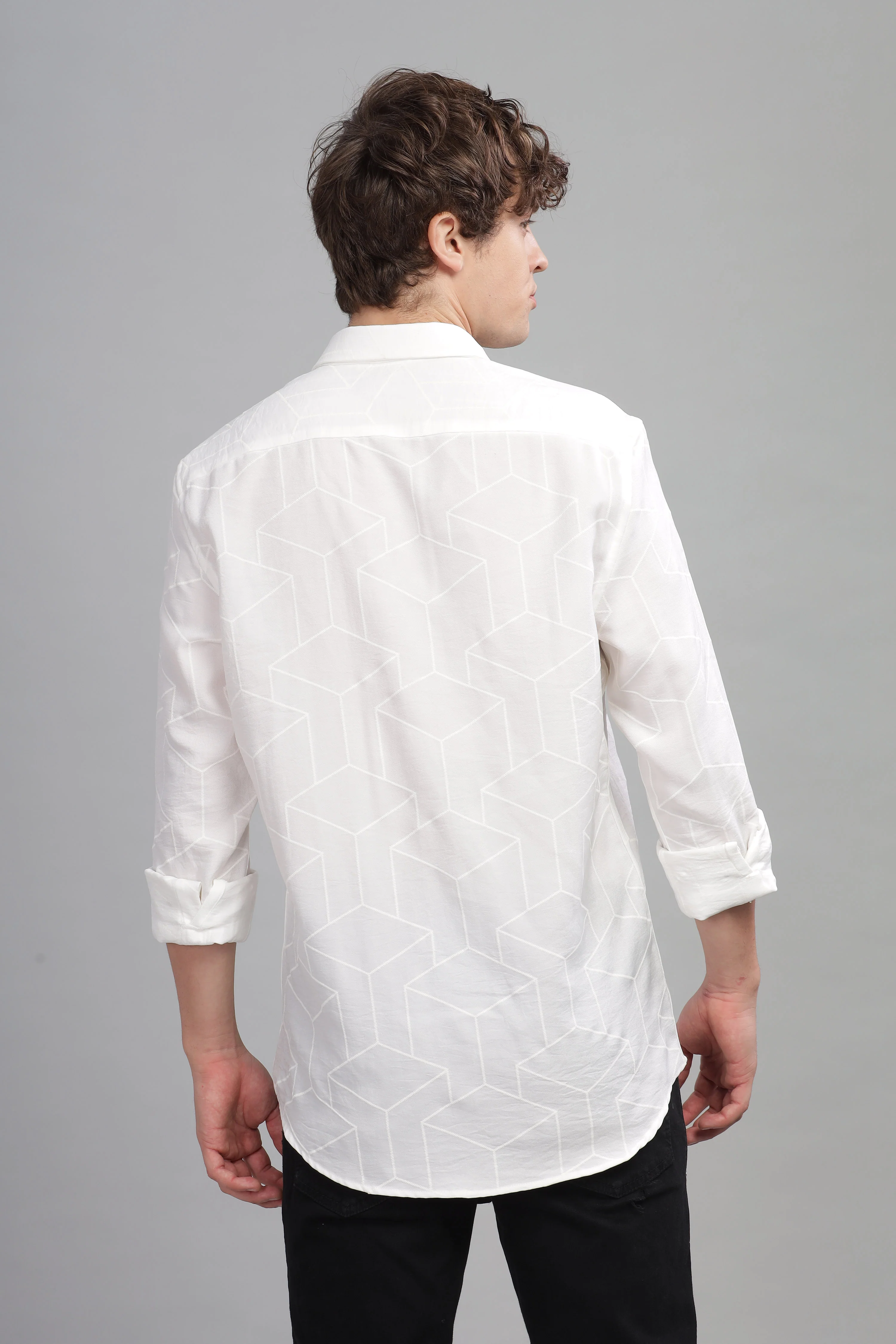 Men White Slim Fit Shirt - Image 2