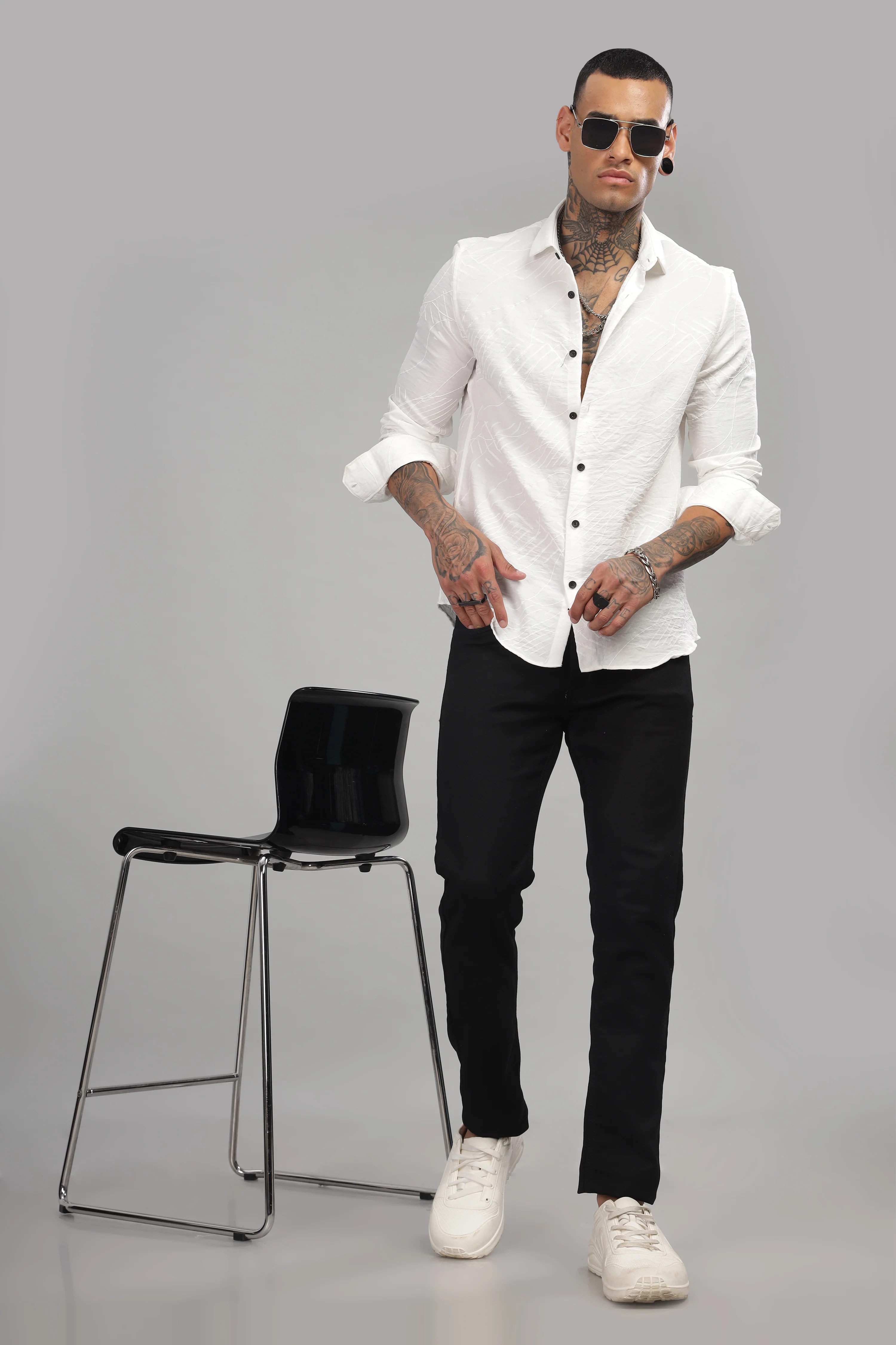 Men White Slim Fit Shirt - Image 3
