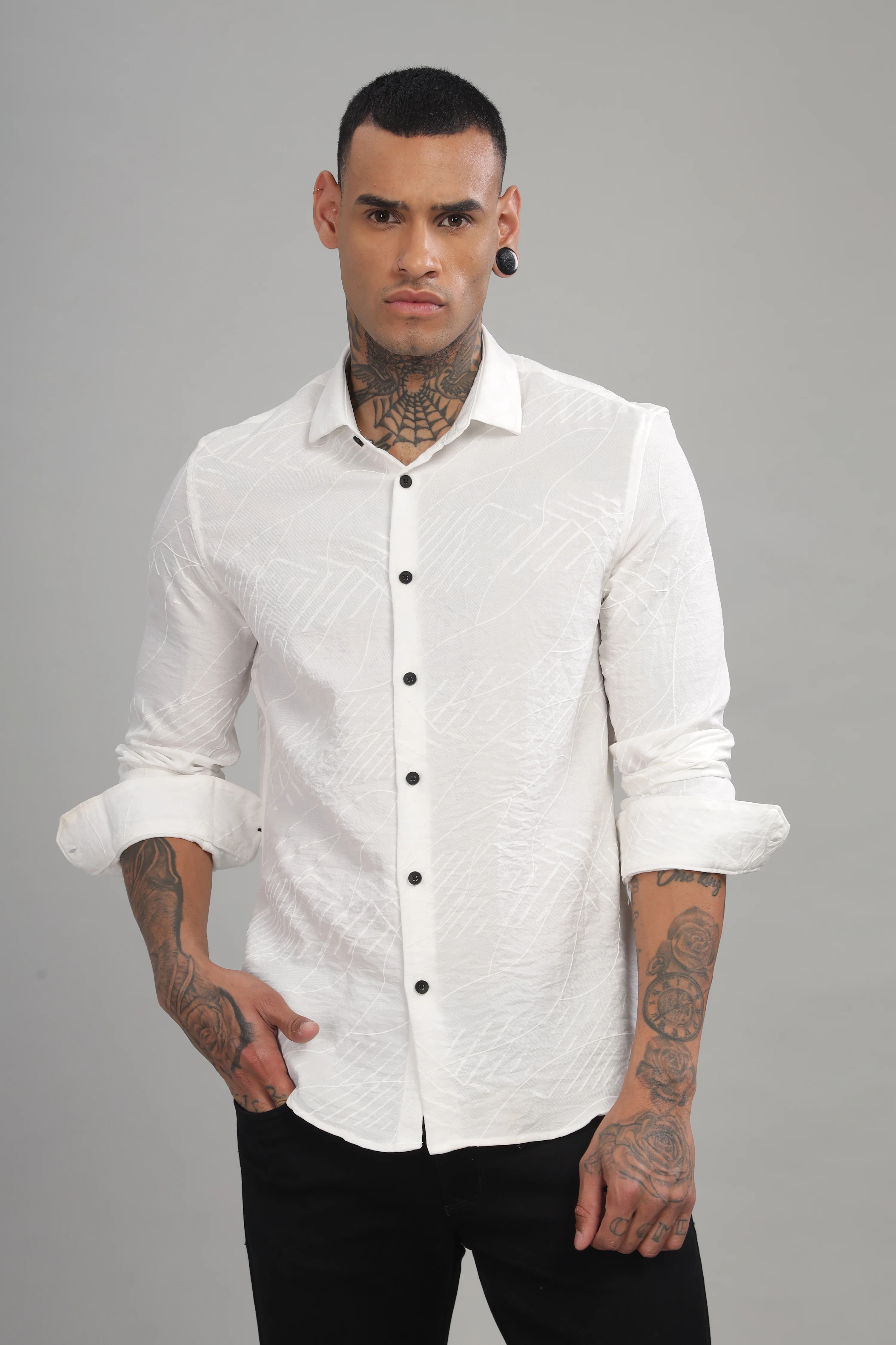 Men White Slim Fit Shirt - Image 4