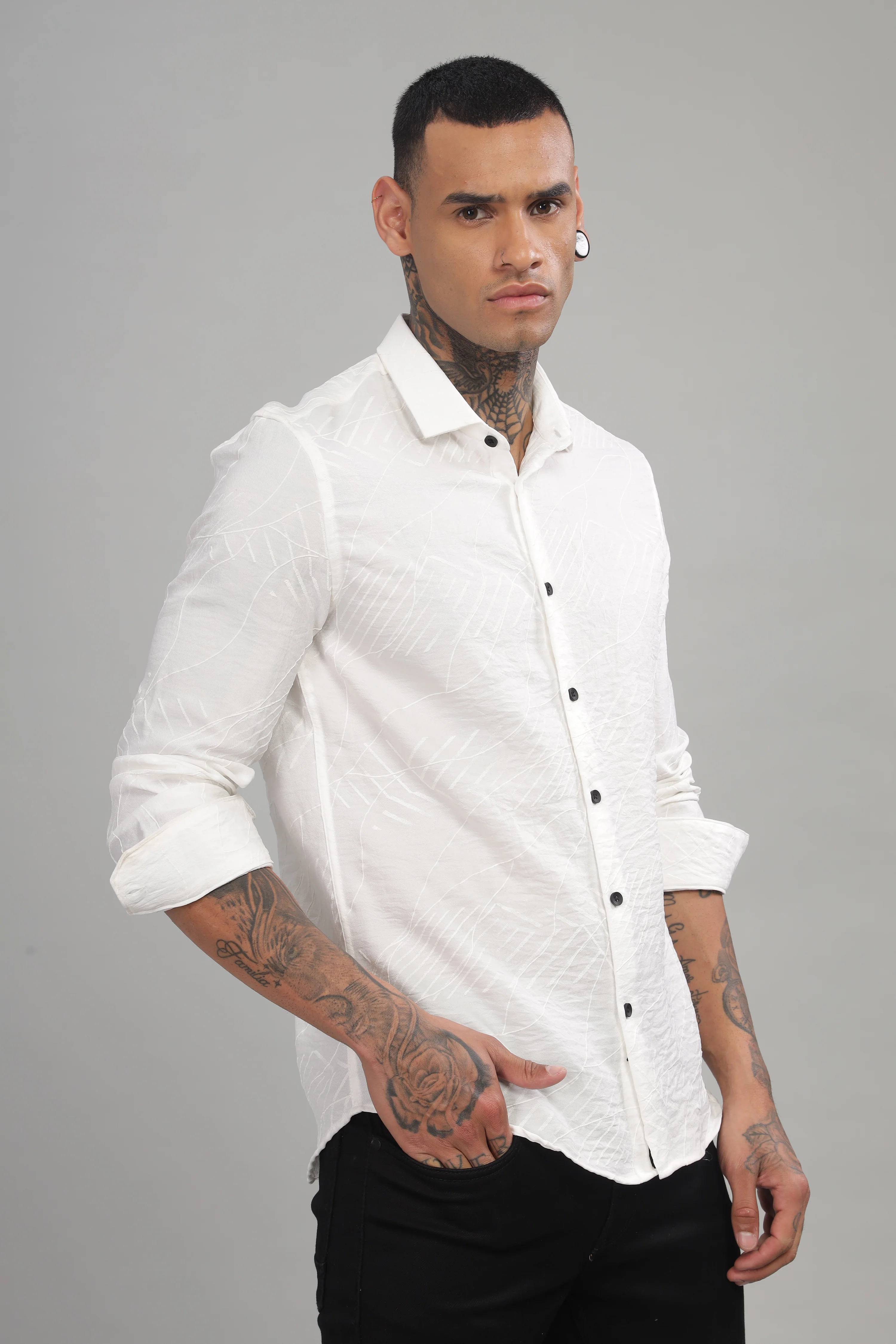 Men White Slim Fit Shirt - Image 5