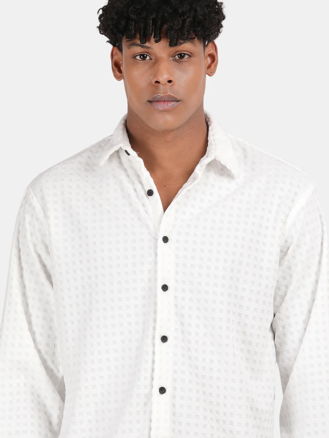 Men white Slim Fit Spread Collar Full Sleeve Casual Shirt - Image 4