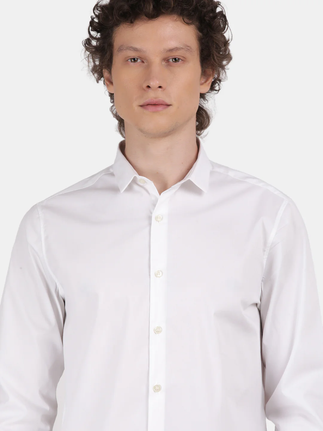 Men White Slim Fit Spread Collar Full Sleeve Casual Shirt - Image 6