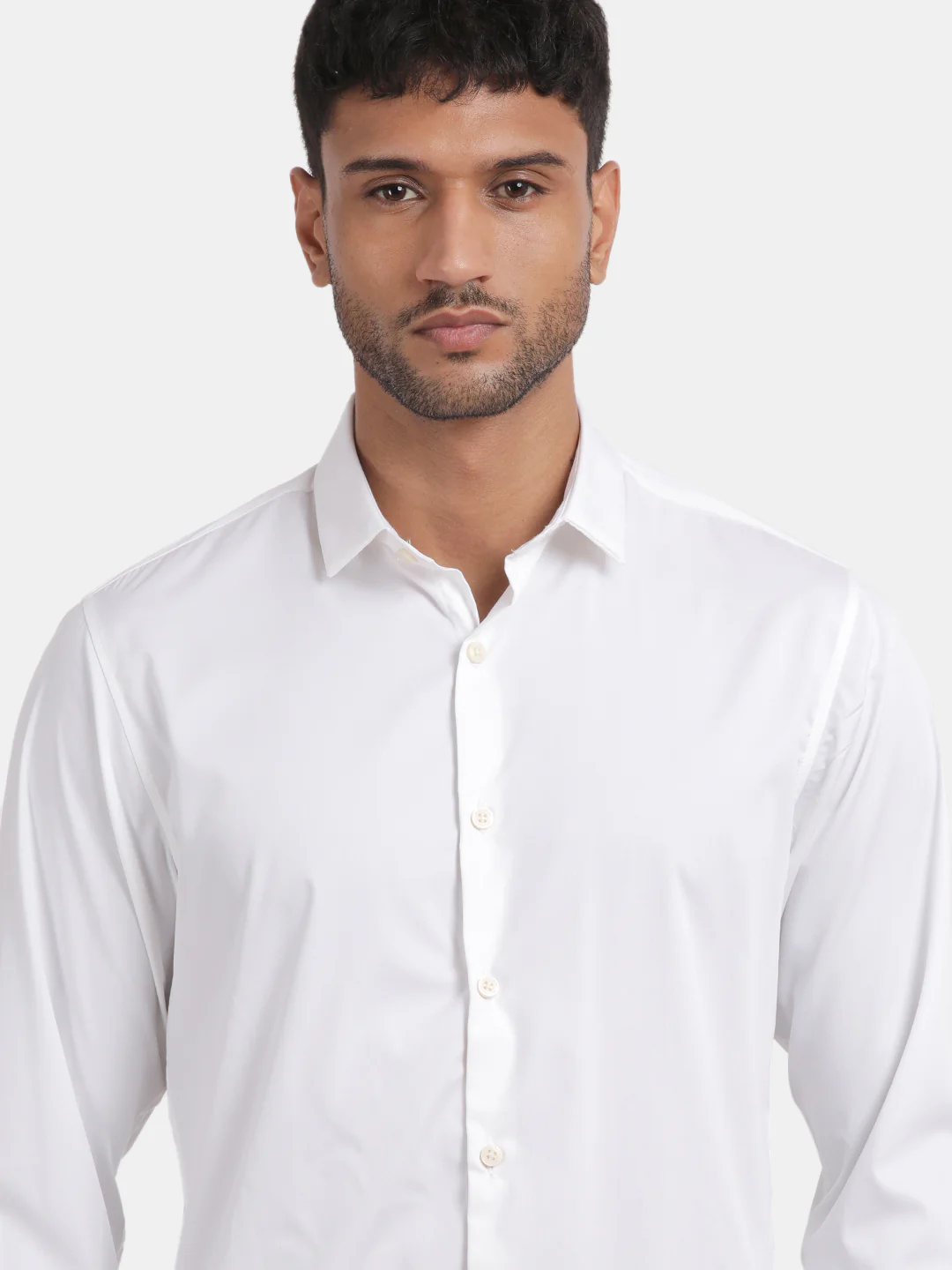 Men White Slim Fit Spread Collar Full Sleeve Casual Shirt - Image 6