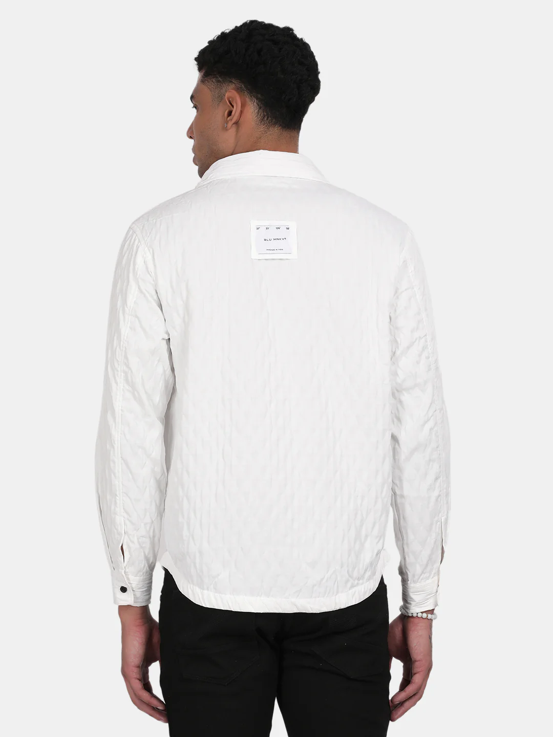Men White Slim Fit Spread Collar Full Sleeve Casual Shirt - Image 3