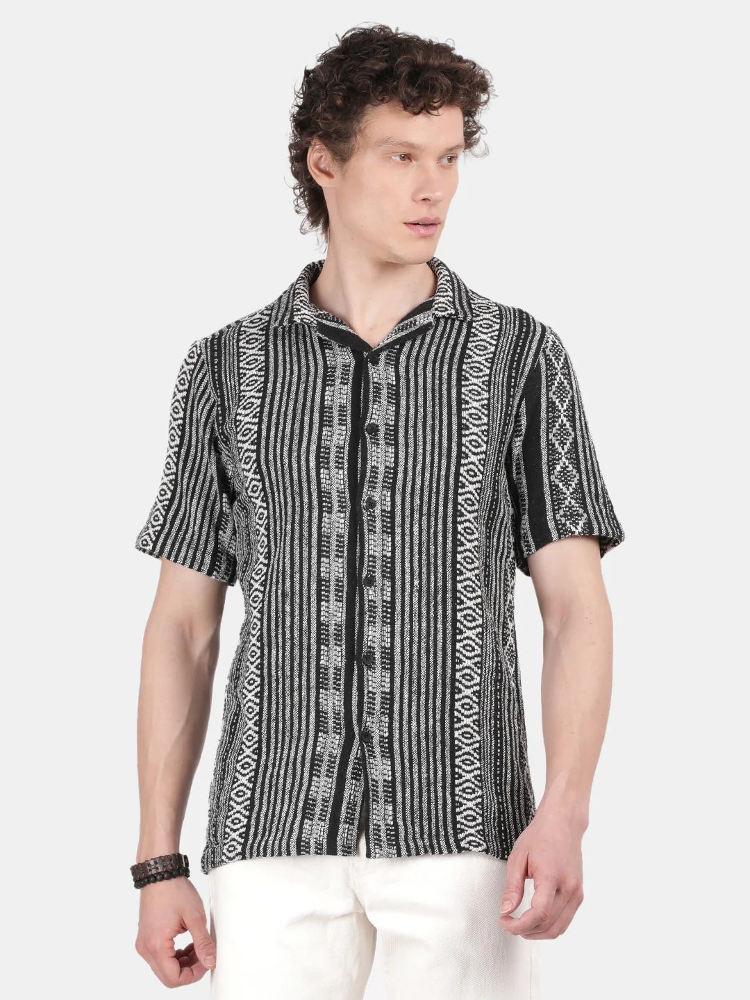 Men Black Slim Fit Spread Collar Half Sleeve Casual Shirt - Image 4
