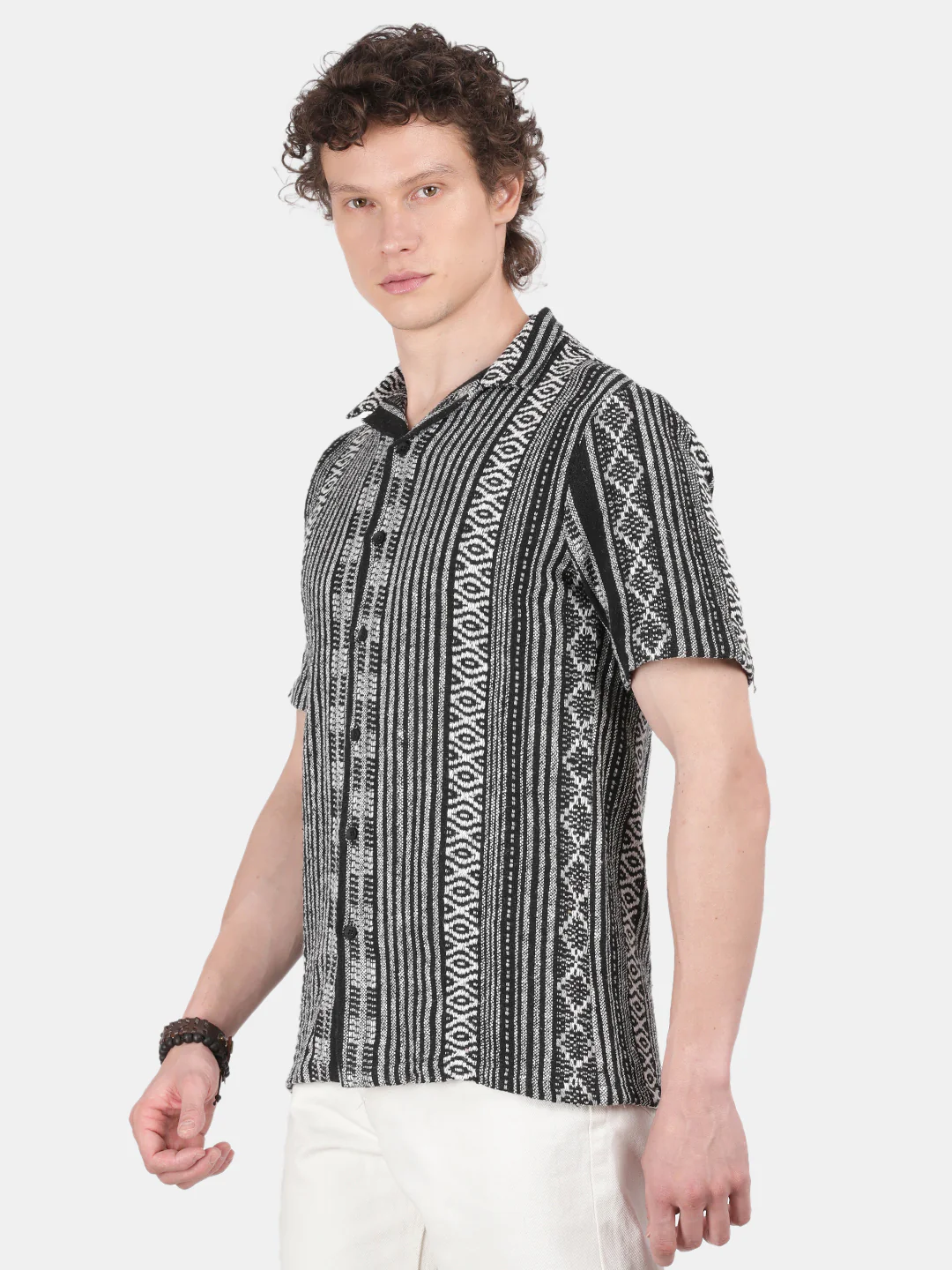 Men Black Slim Fit Spread Collar Half Sleeve Casual Shirt - Image 5