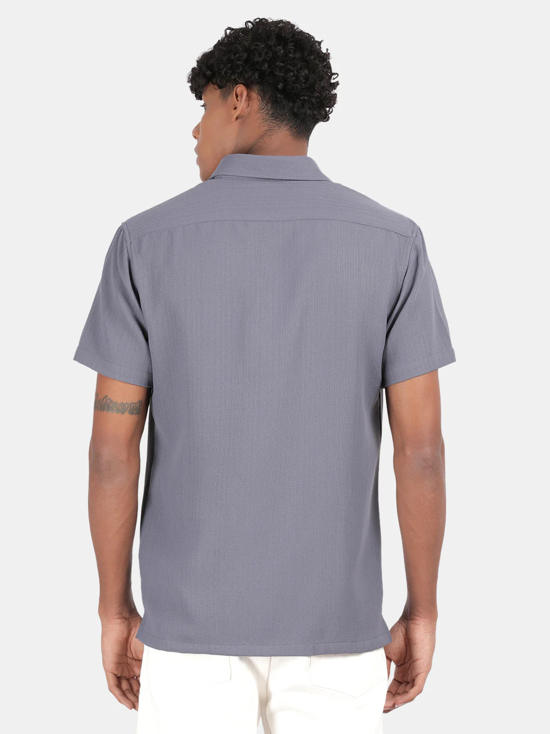 Men White Slim Fit Spread Collar Half Sleeve Casual Shirt - Image 2