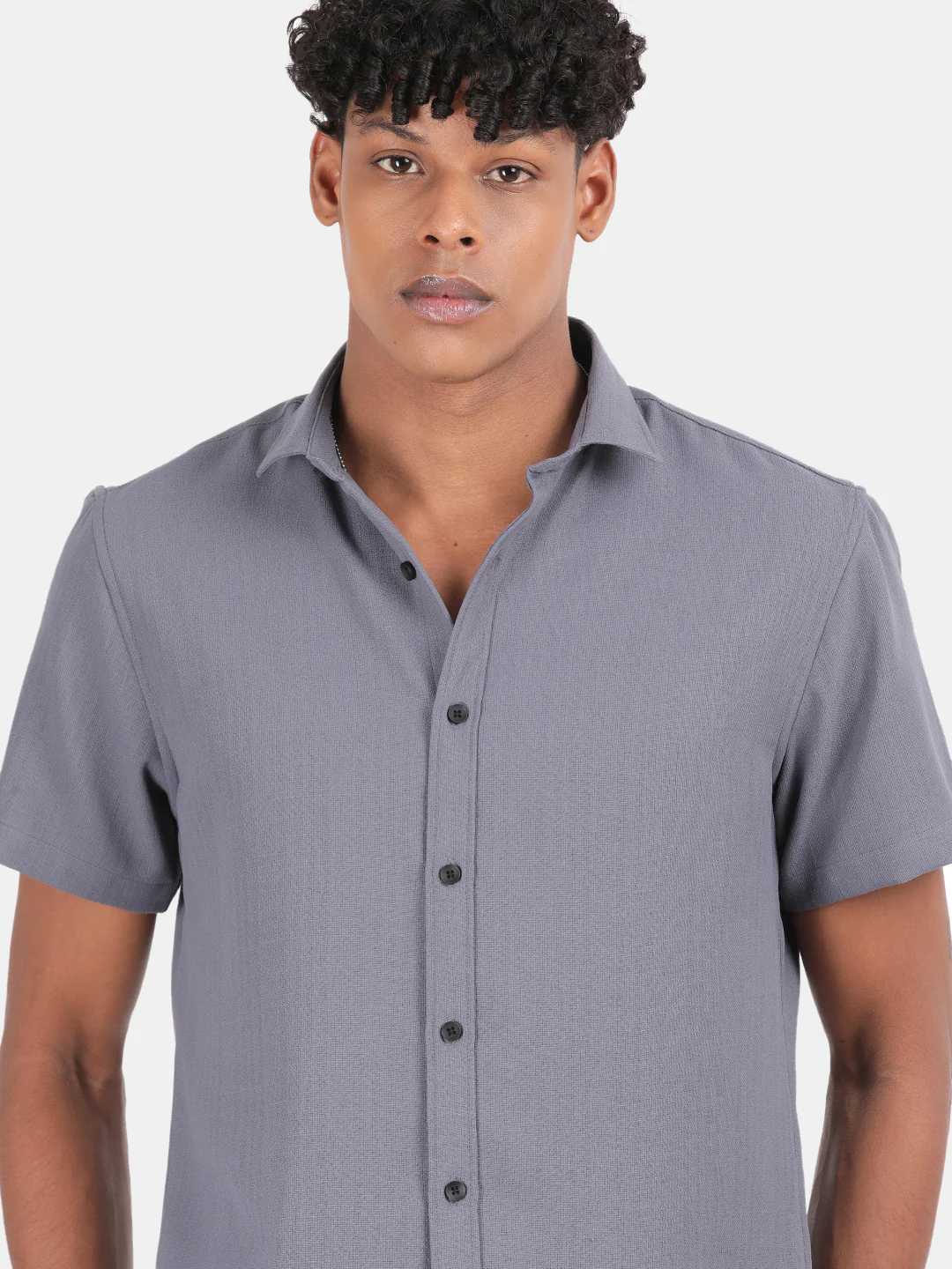 Men White Slim Fit Spread Collar Half Sleeve Casual Shirt - Image 6
