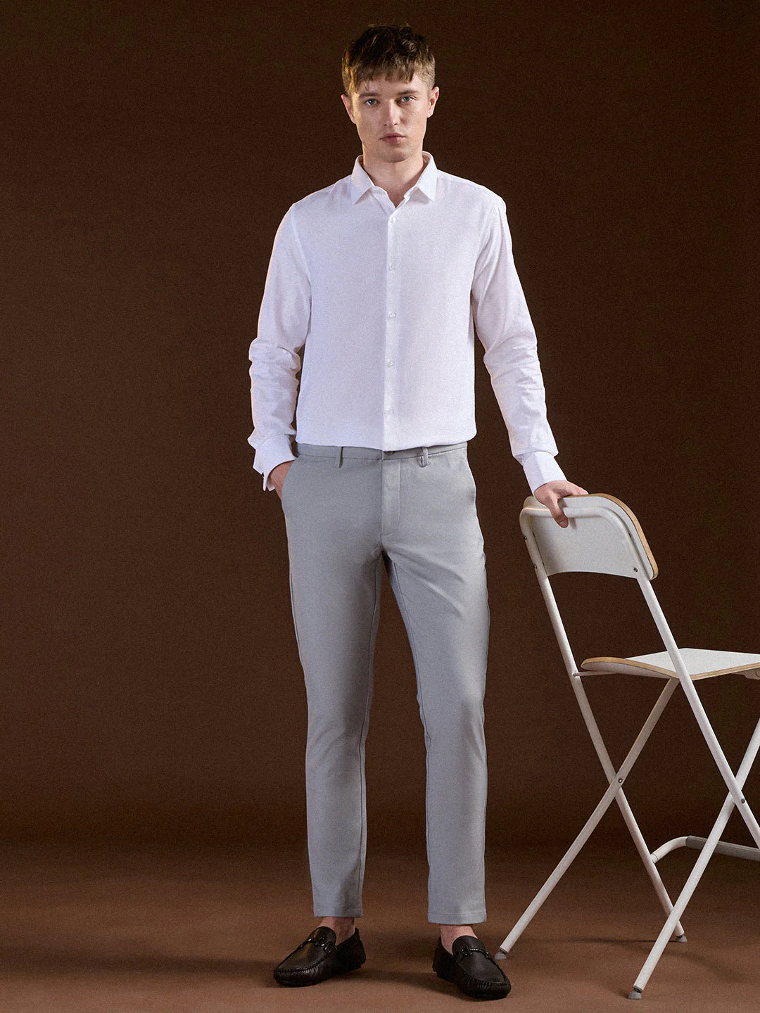 Men White Solid Pure Cotton Tailored Fit Formal Shirt - Image 4