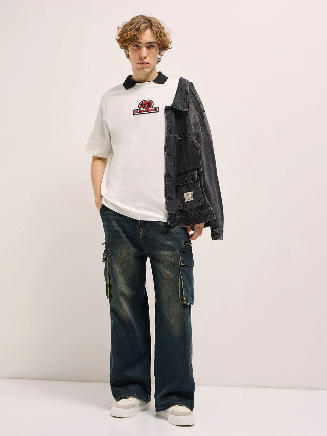Men White Sporty Tee - Image 4