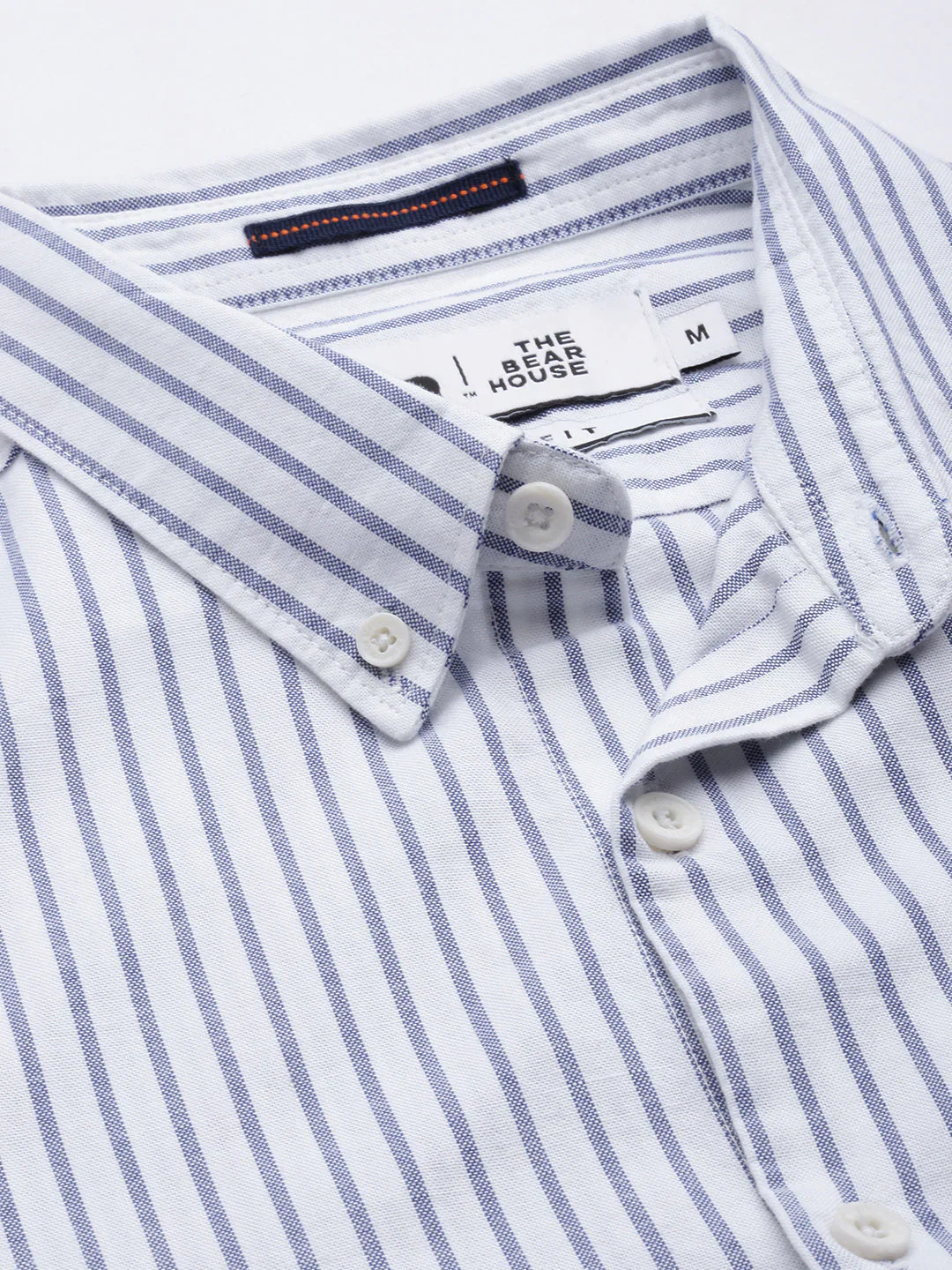 Men White Striped Casual Shirt - Image 4
