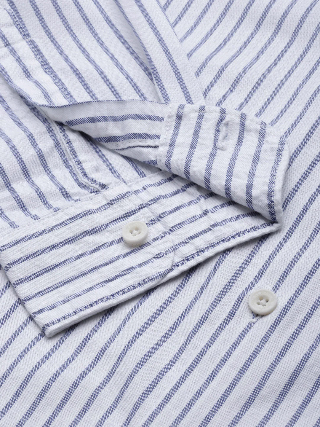 Men White Striped Casual Shirt - Image 5
