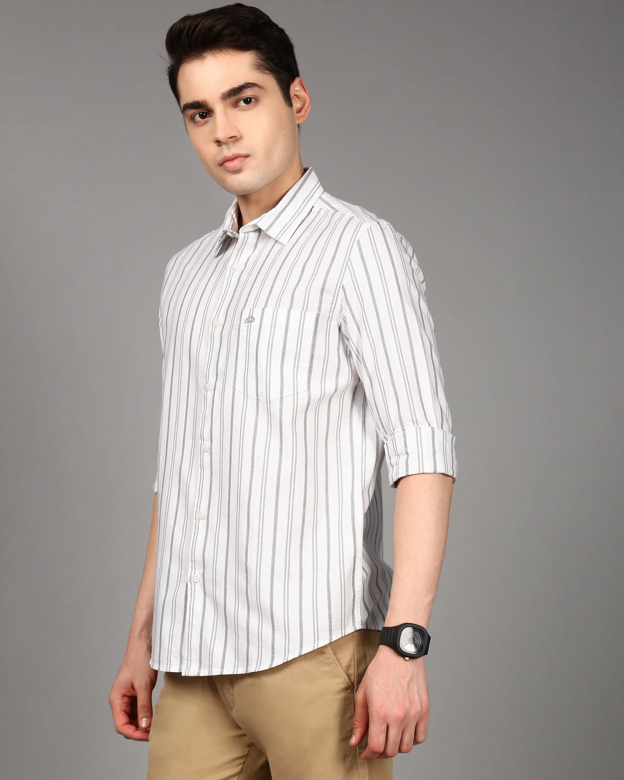 Men White Striped Shirt - Image 6