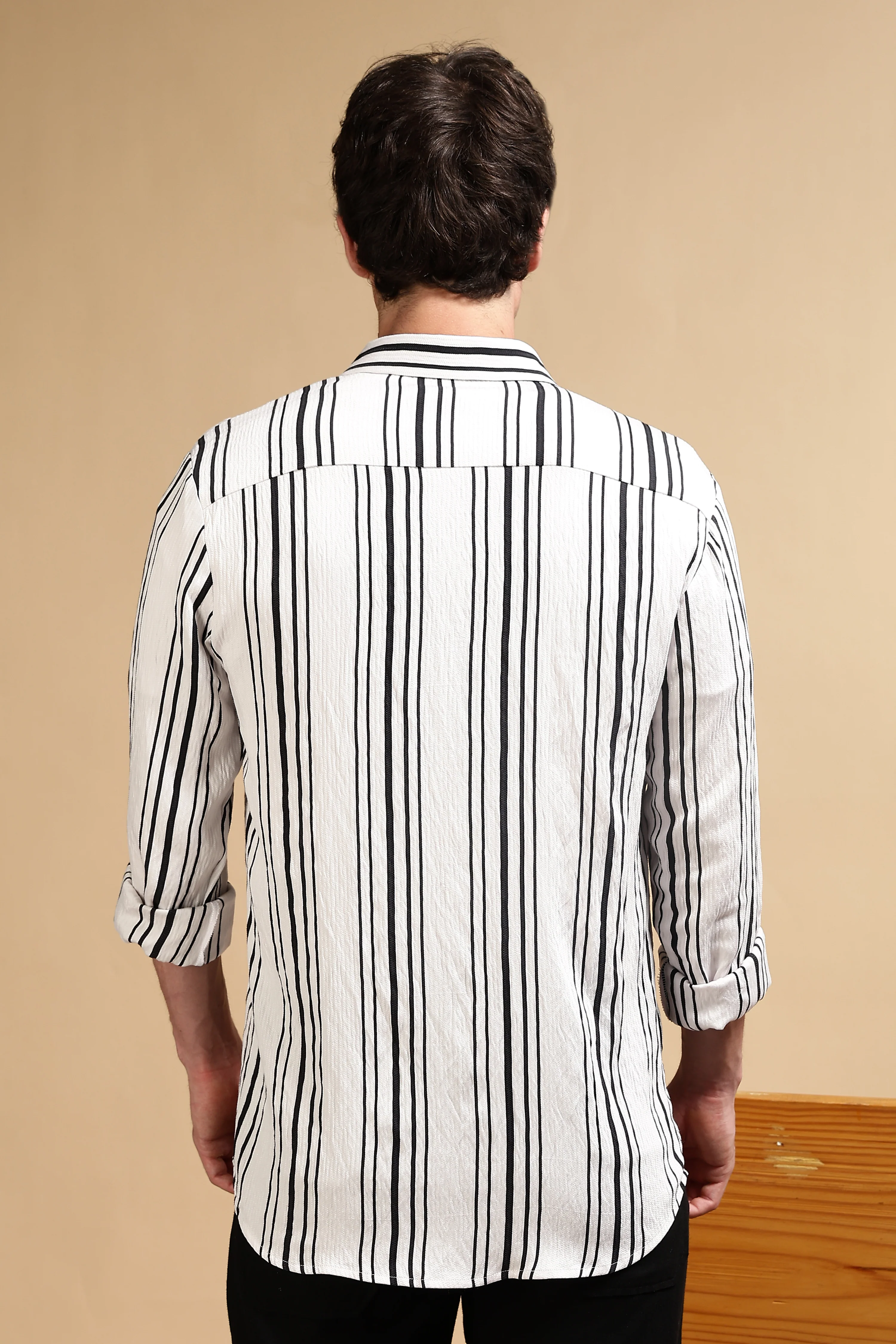 Men White Striped Shirt - Image 4