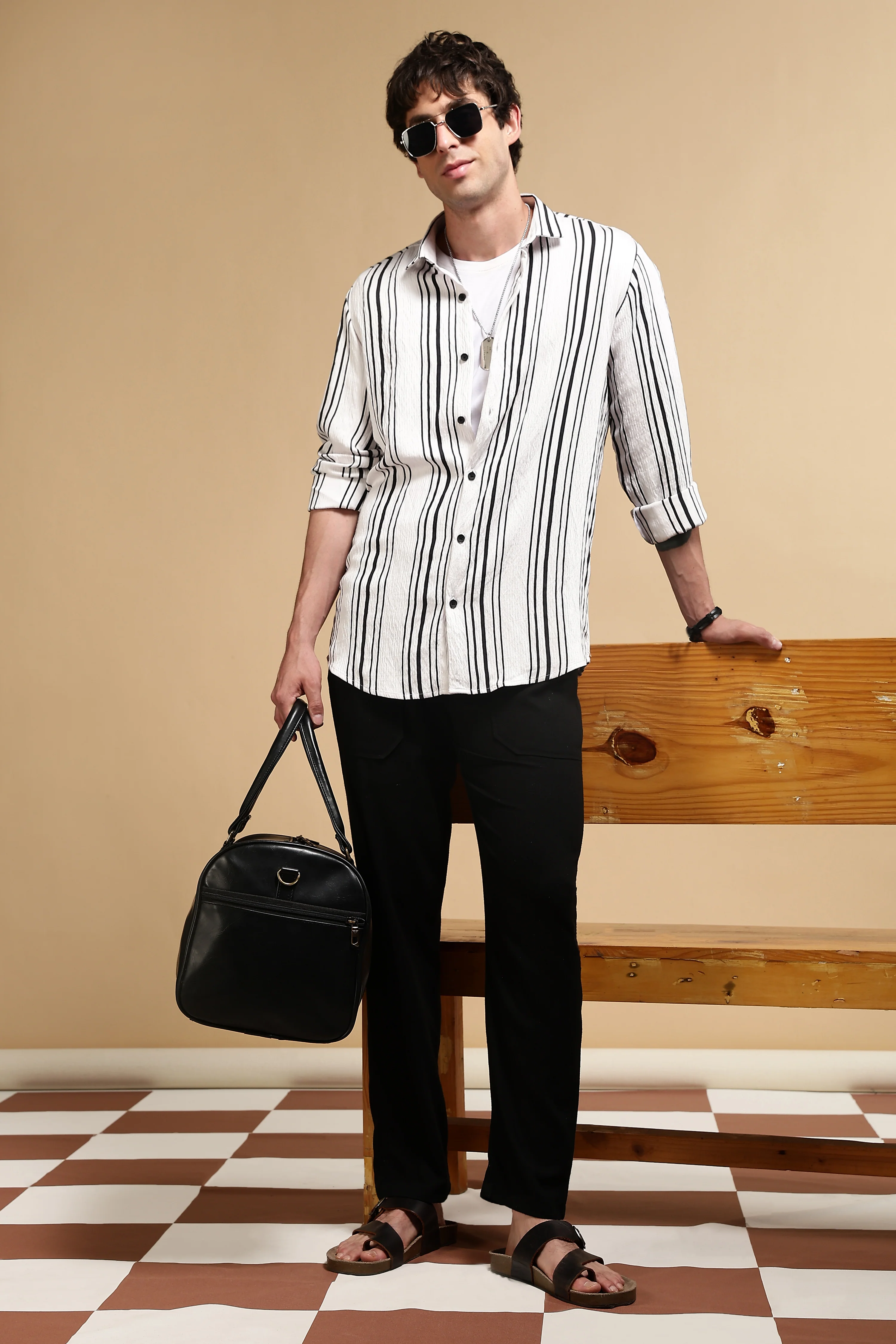Men White Striped Shirt - Image 7