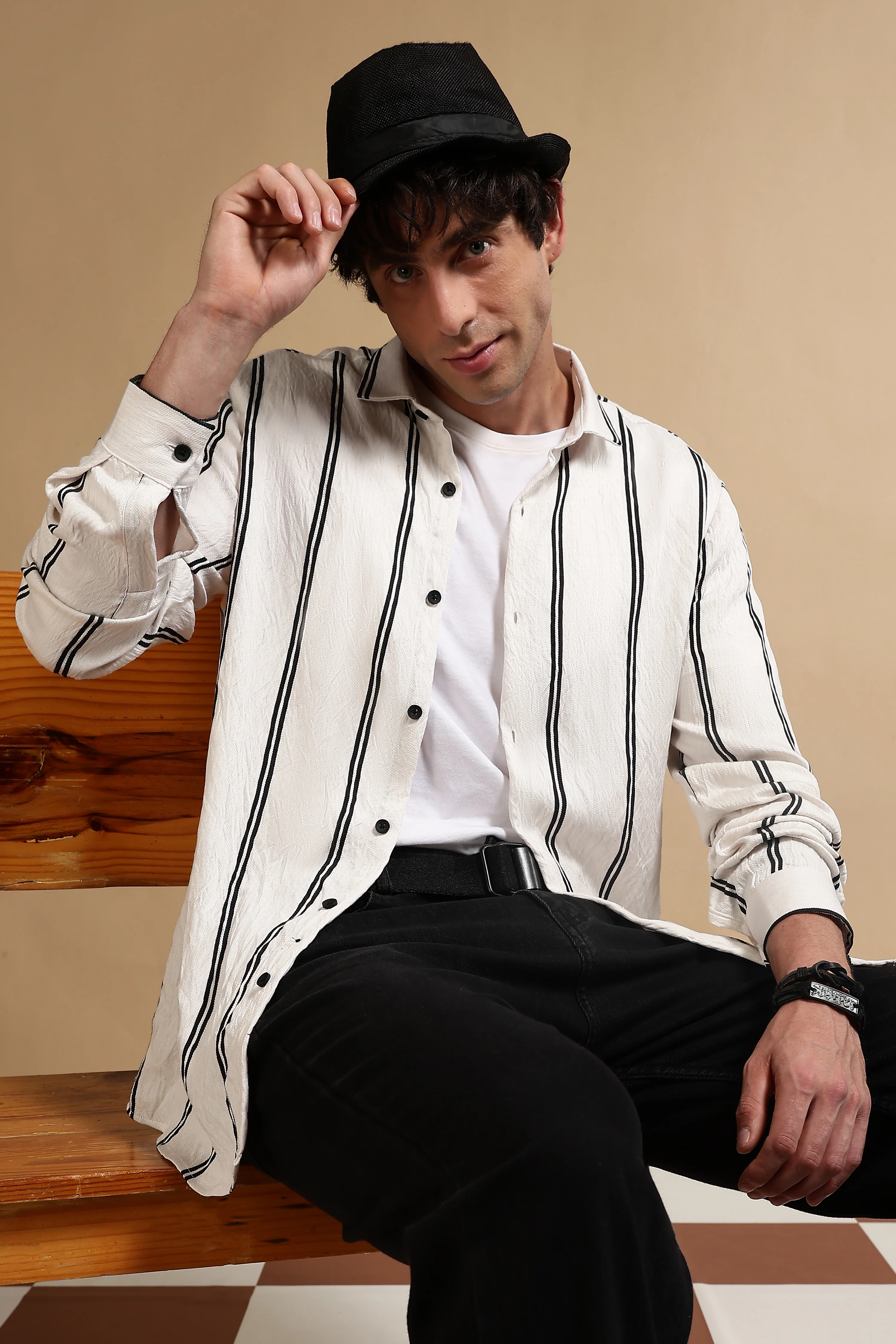 Men White Striped Shirt - Image 11