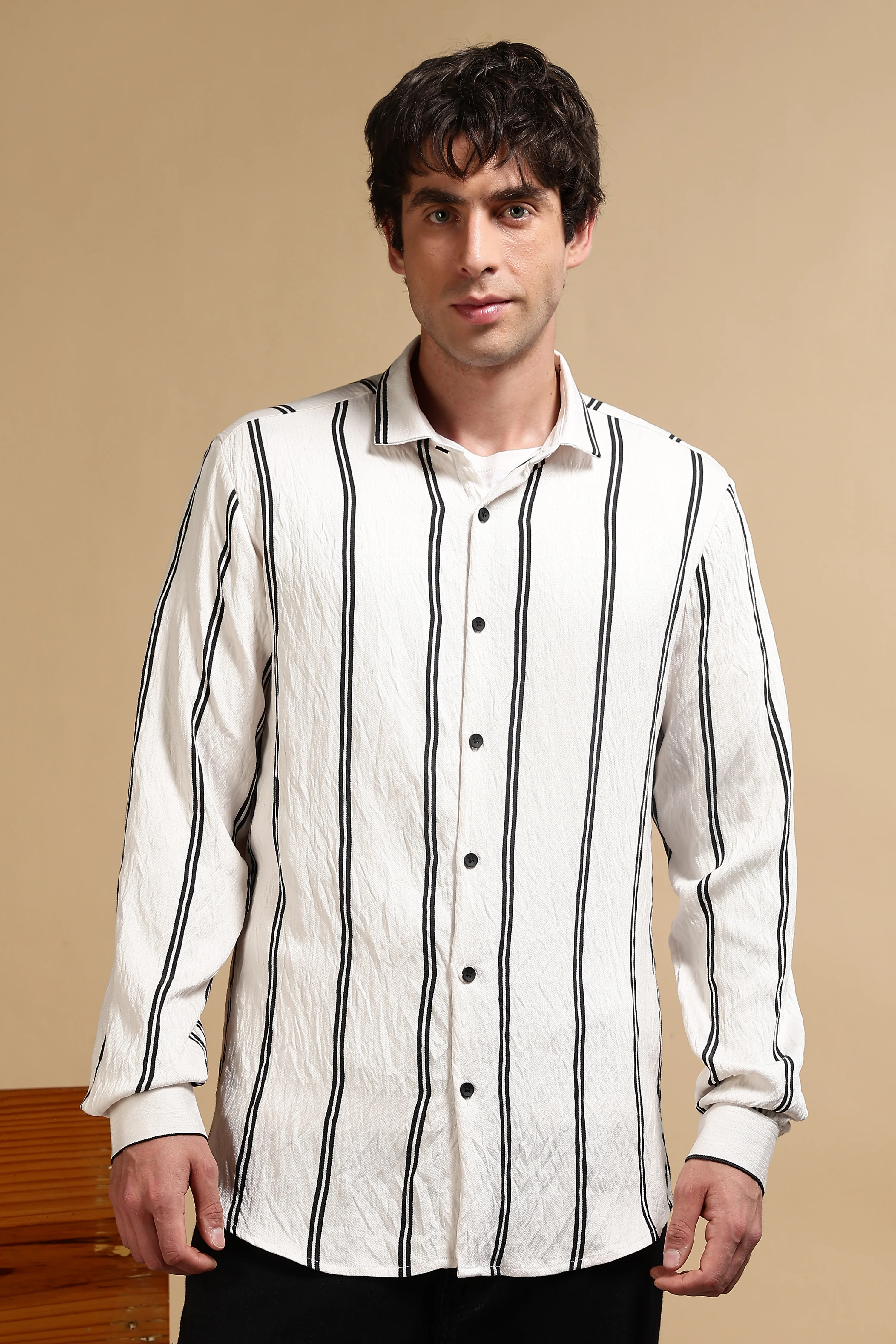 Men White Striped Shirt - Image 5