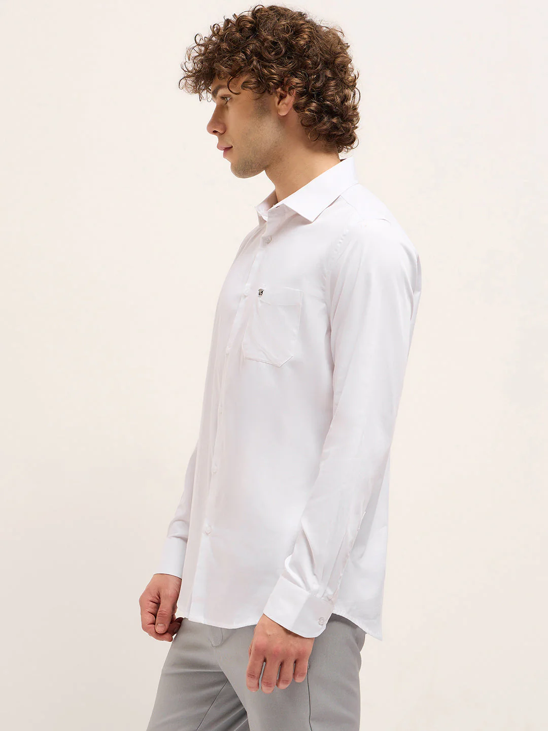 Men White Tailored Fit Solid Perfect Professional Look Formal Shirt - Image 3